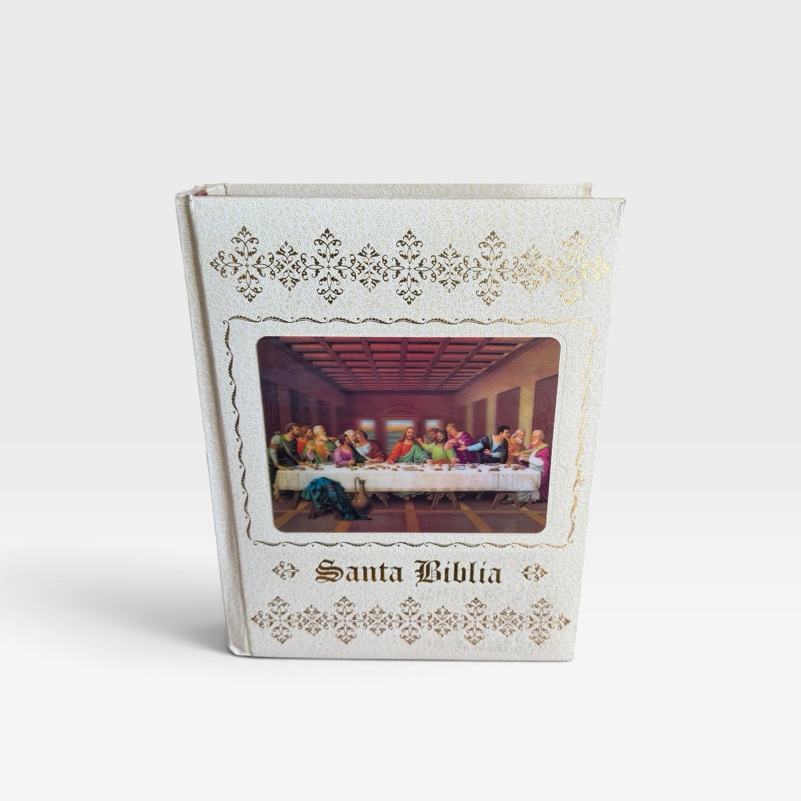 Santa Biblia RV 1909 Spanish Family Bible Deluxe White Gold Illustrated 2011