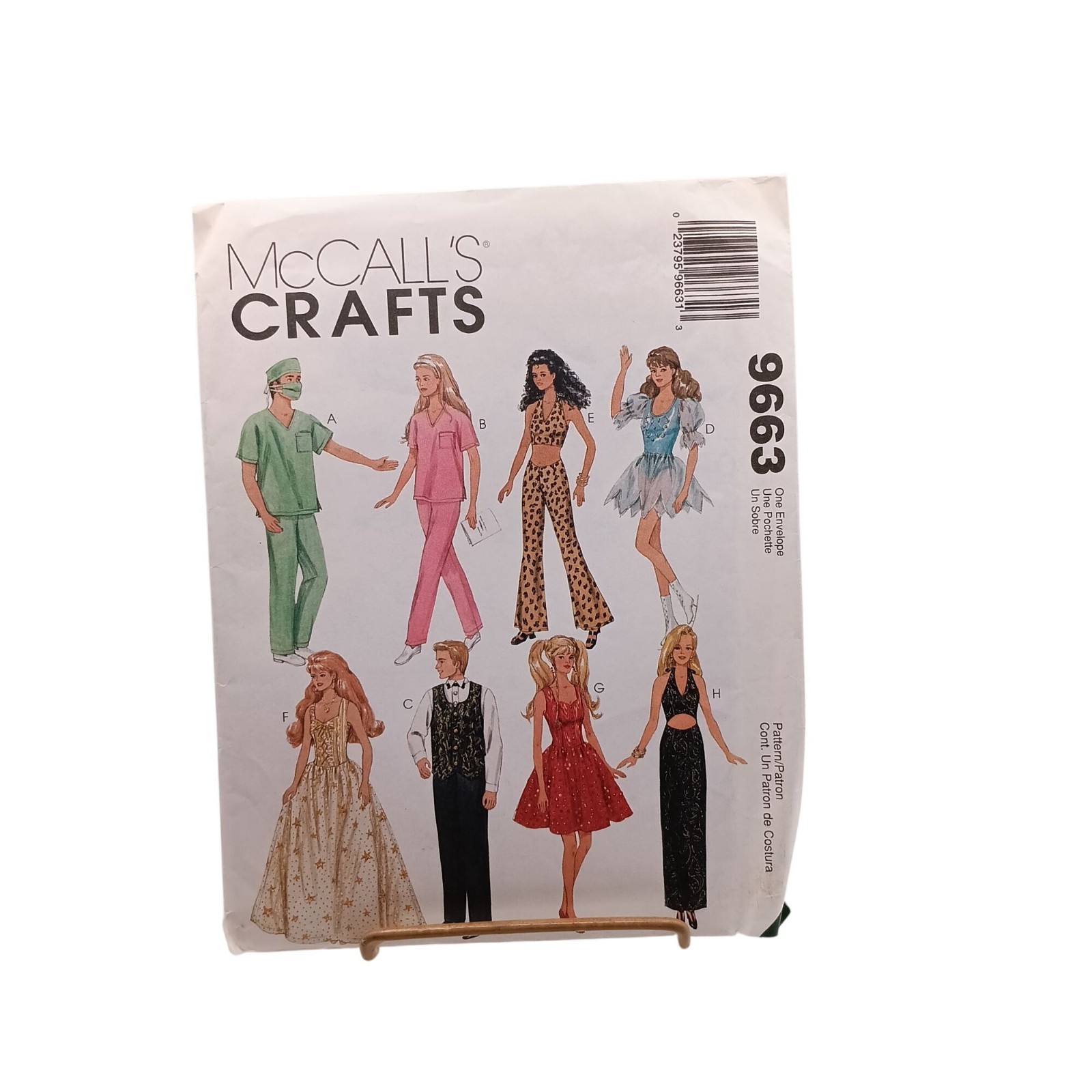 UNCUT Vintage McCalls Crafts 9663 Fashion Doll Clothes Sewing Pattern For Glamou