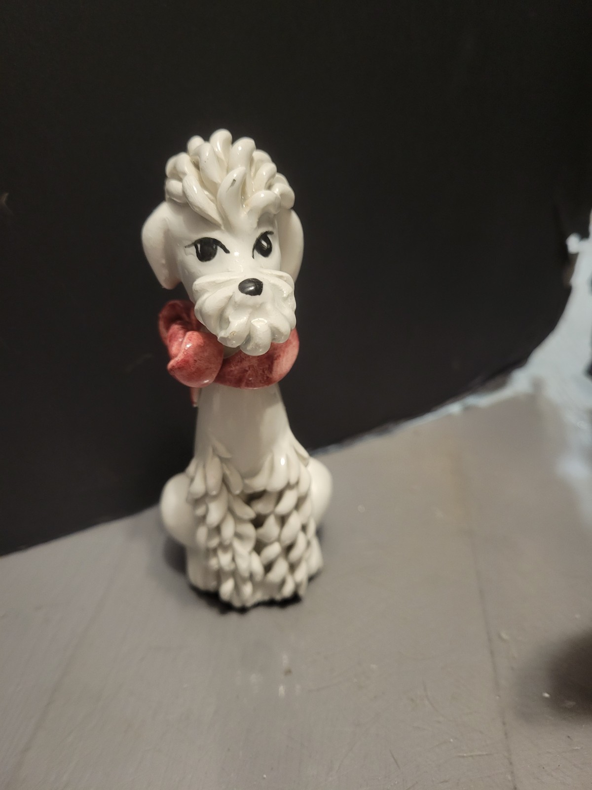 Vintage Mid-Century Noodle Poodle Figurine Italy 1950s White Ceramic Spaghetti 