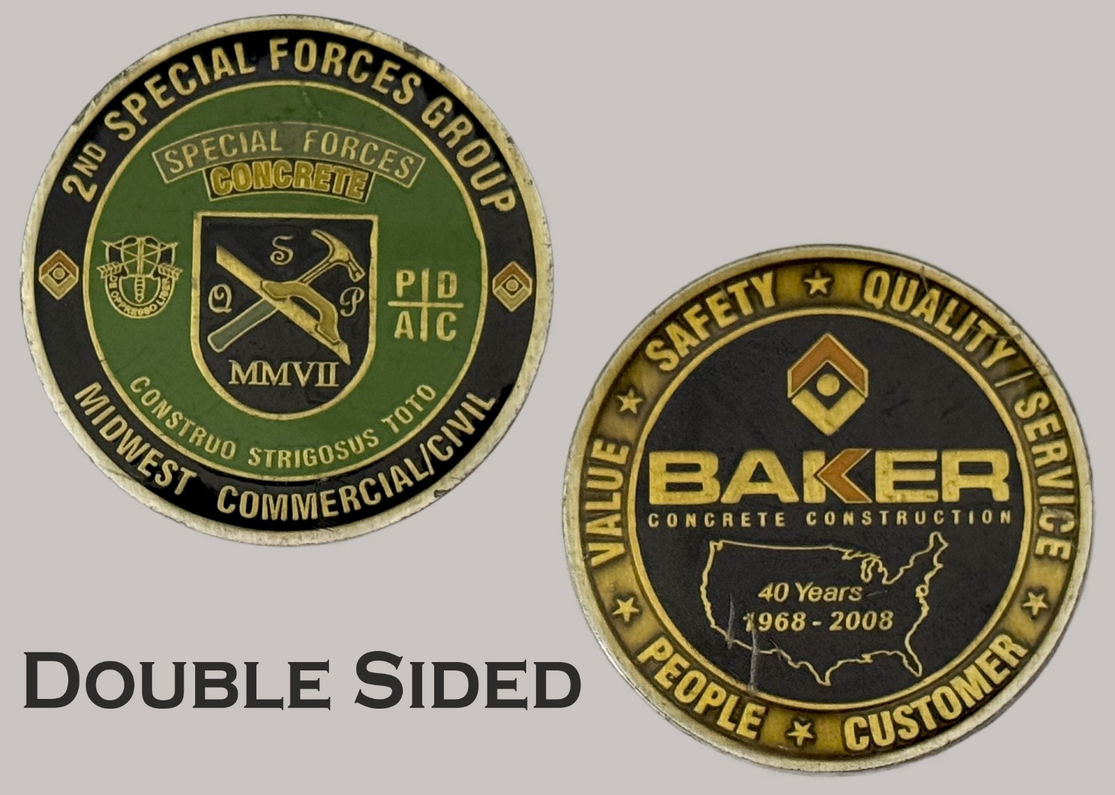 2nd Special Forces Group Baker Concrete Construction Challenge Coin  J#28