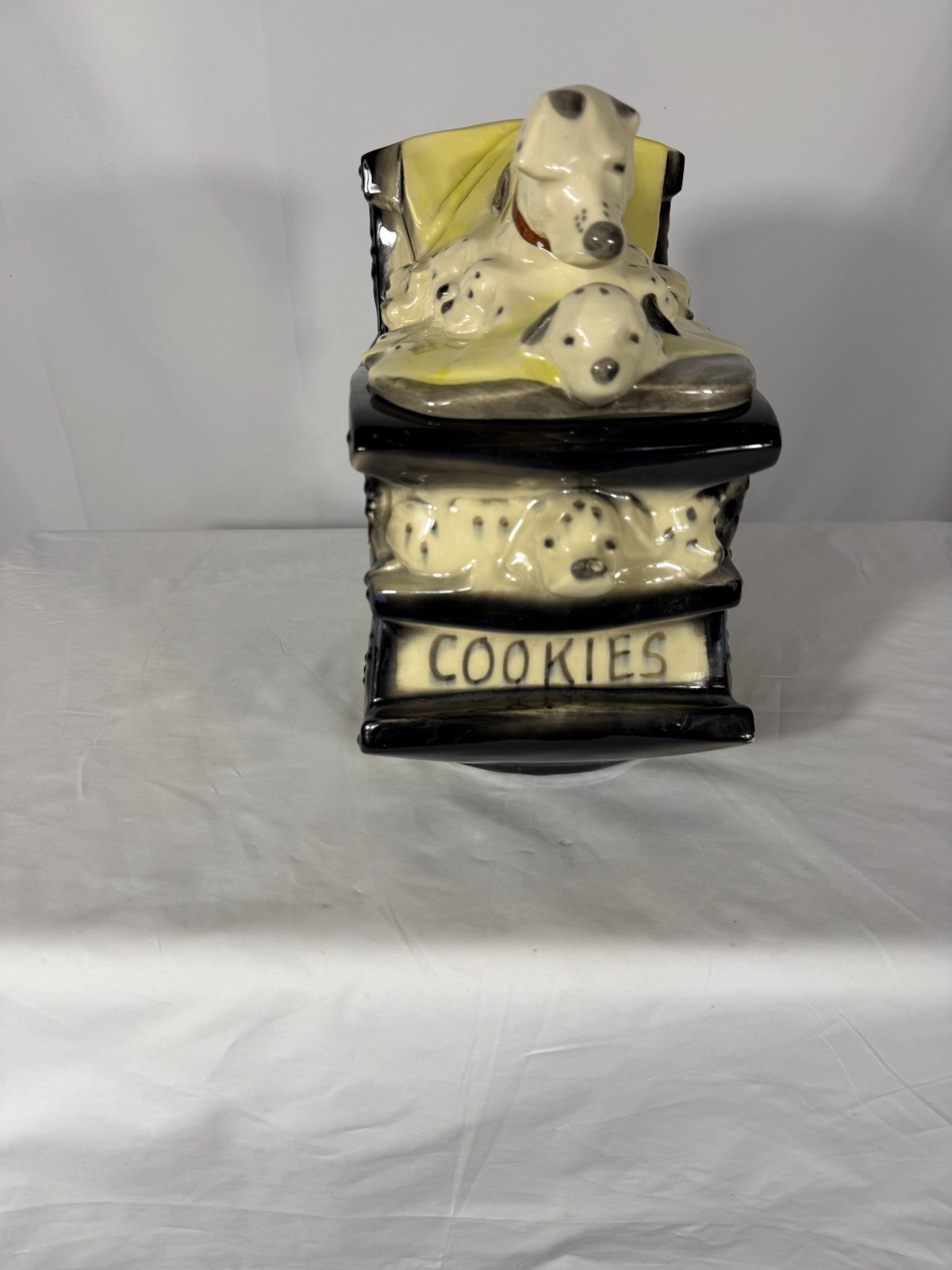 Vintage 1961 McCoy Dalmatian Puppies Rocking Chair Cookie Jar USA 9” Ceramic