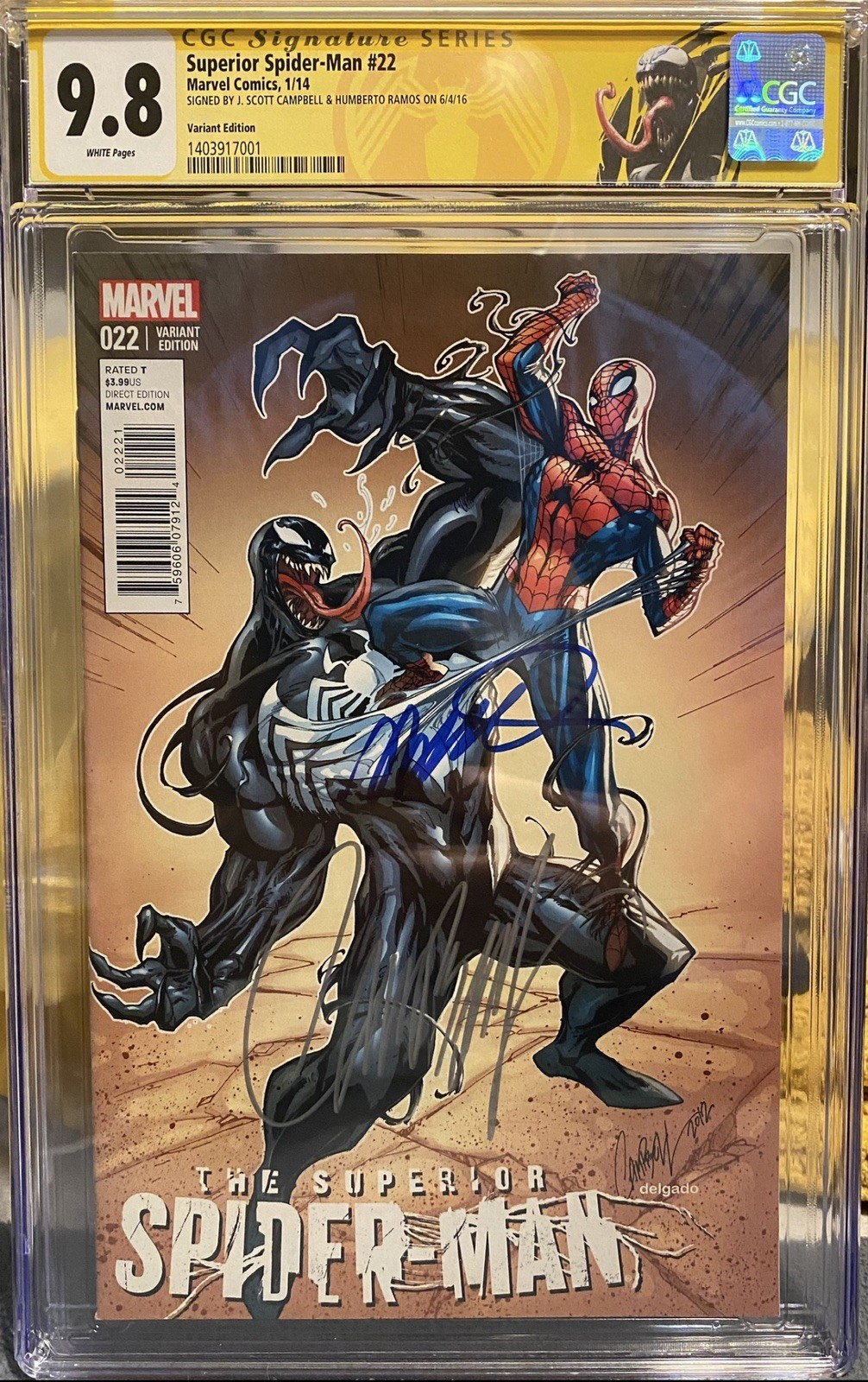 Superior Spider-Man #22 Campbell Variant CGC SS 9.8 Signed by Campbell & Ramos