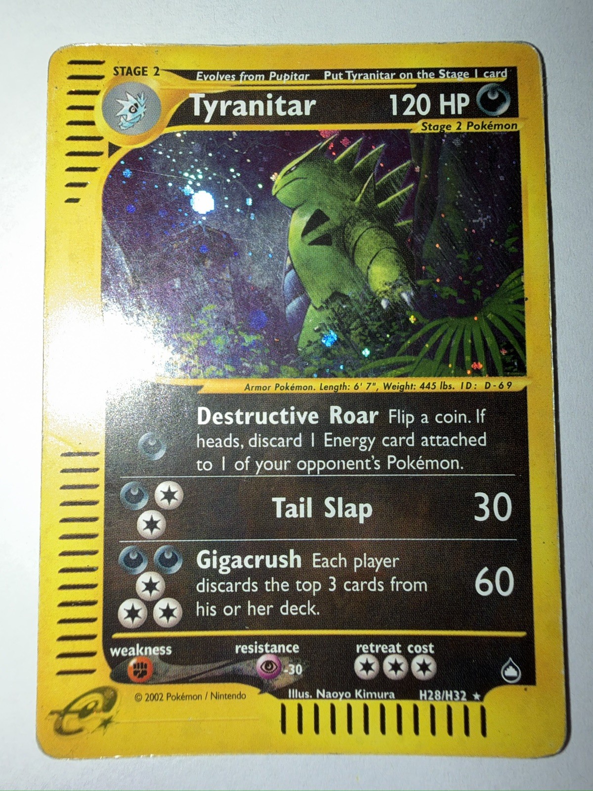 Tyranitar H28/H32 Aquapolis Holo Ultra Rare Pokemon TCG e-reader - Holo Swirl