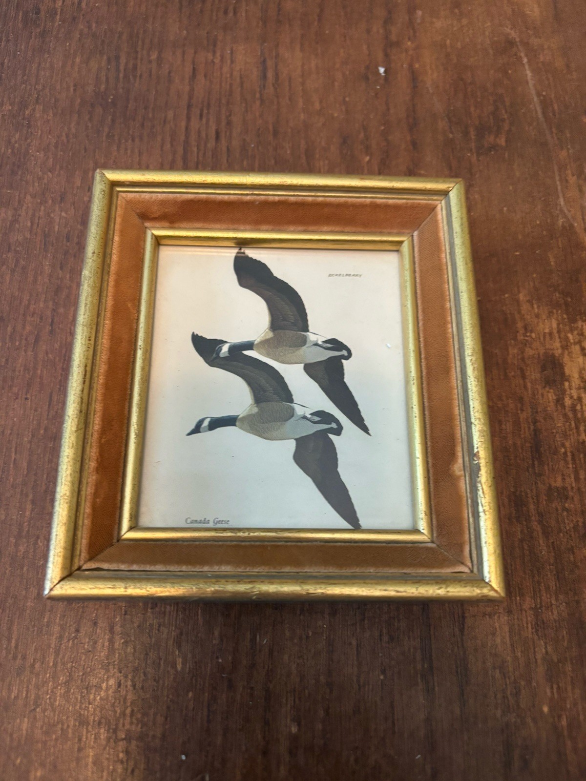 Vintage Ornate Gold Red Orange Framed Glen Loates Geese Print Gallery Wall