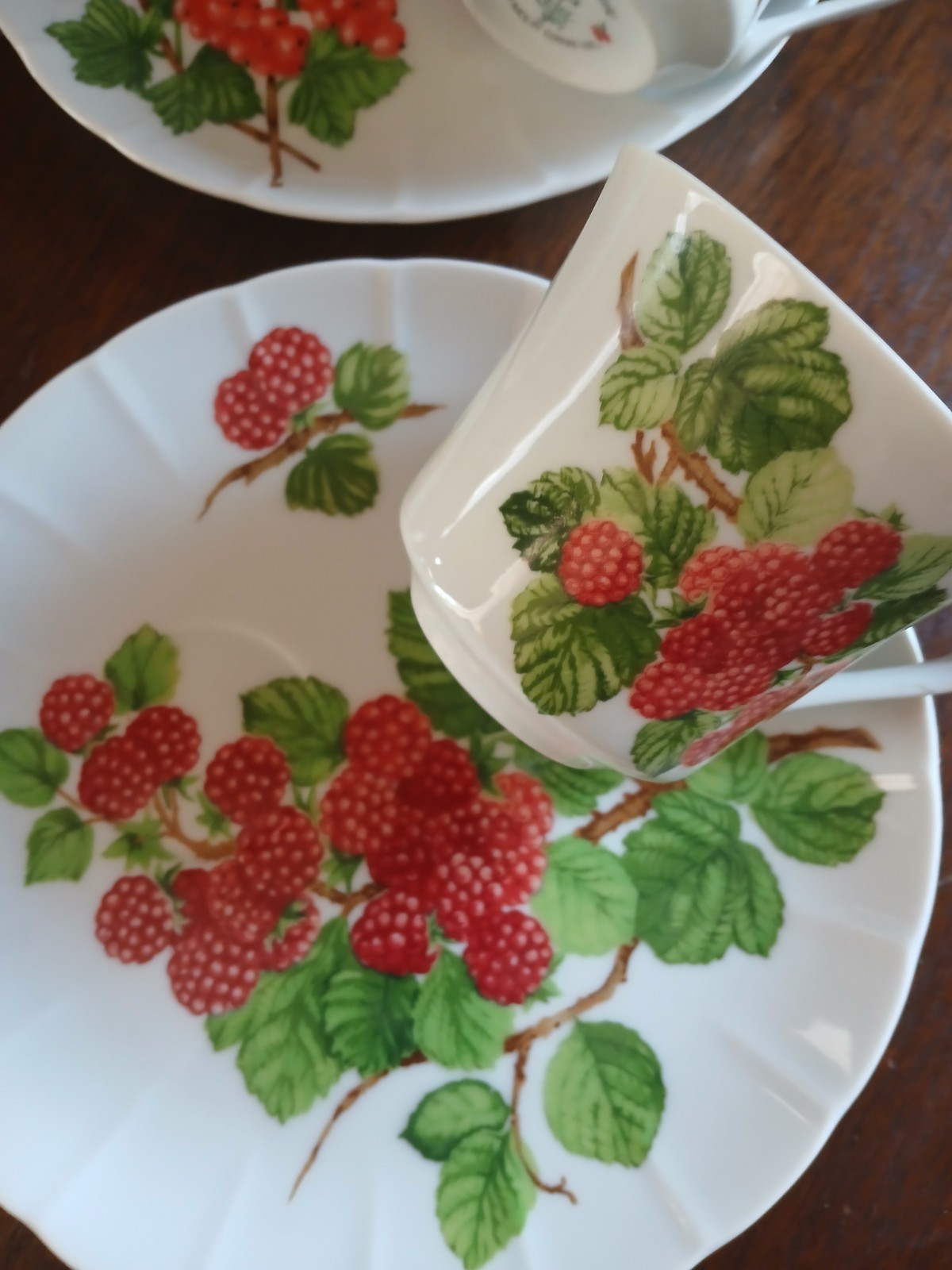 Two Framboisier Sets By Seymour Mann Rasperries & Cherries Cups Plates