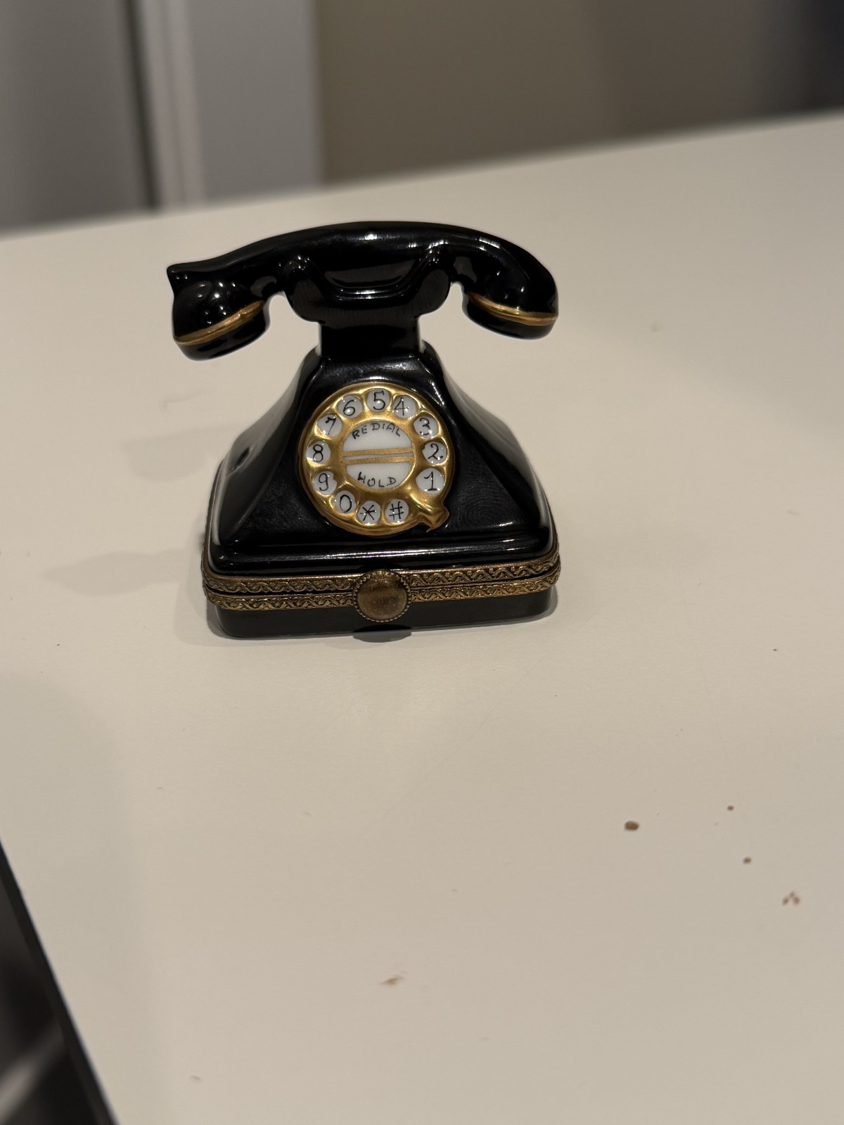 Rochard Limoges France Hand Painted Porcelain Trinket Box – Vintage Rotary Phone