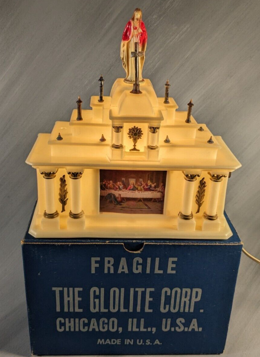 Last Supper Altar, Glolight Corp. Chicago - Original Box, Windup Music Box - 10\