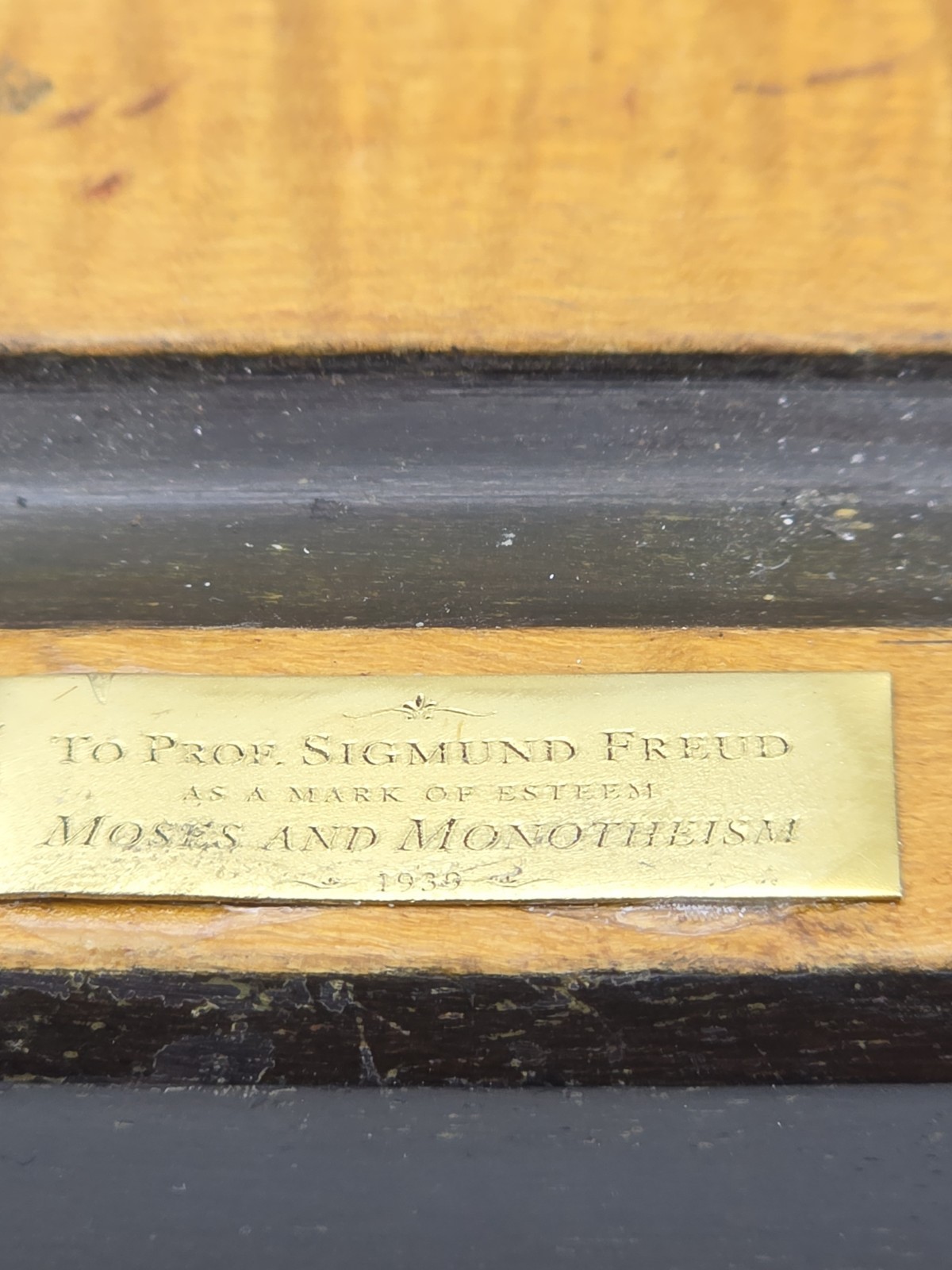 Vintage Double wooden Inkwell Sigmund Freud psychology 1939 Moses and Monotheism