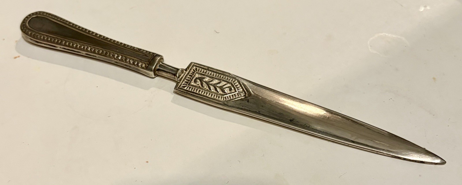 Vintage Elegant Neoclassical Silverplate Letter Opener - Desk Accessory