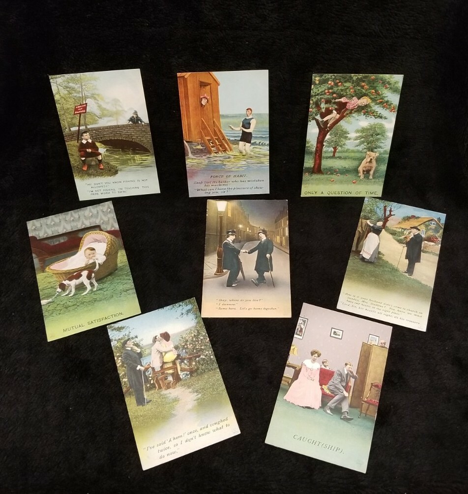 Lot Of 8 Antique Early Bamforth Funny Postcards UNUSED, UNPOSTED