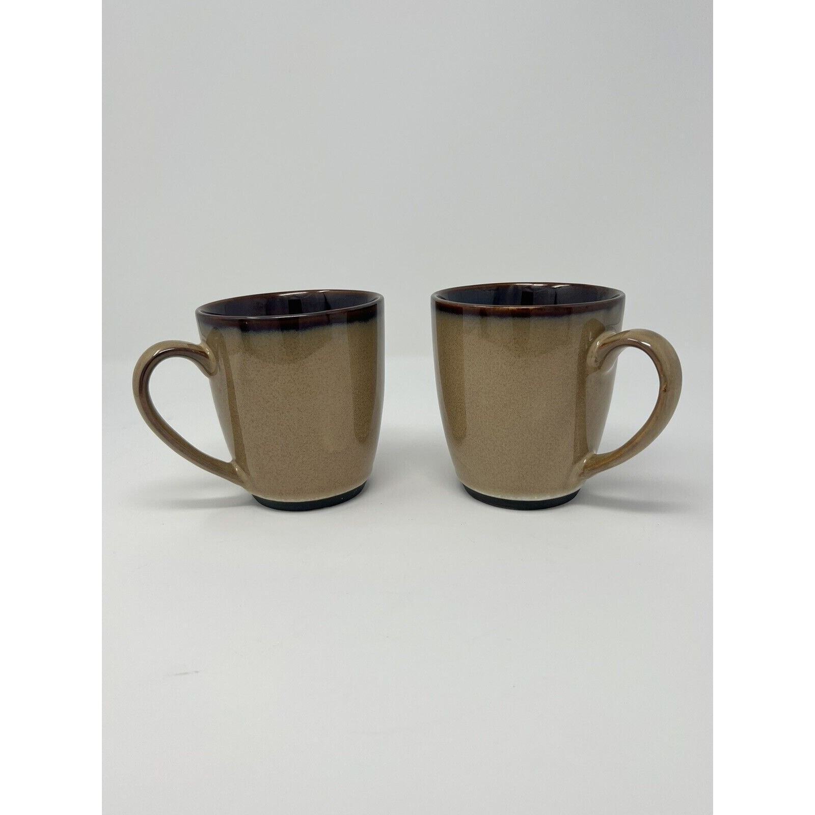 Set Of 2 Sango Nova Brown Stoneware 10 oz Coffee Mug Cup 4933 (A)