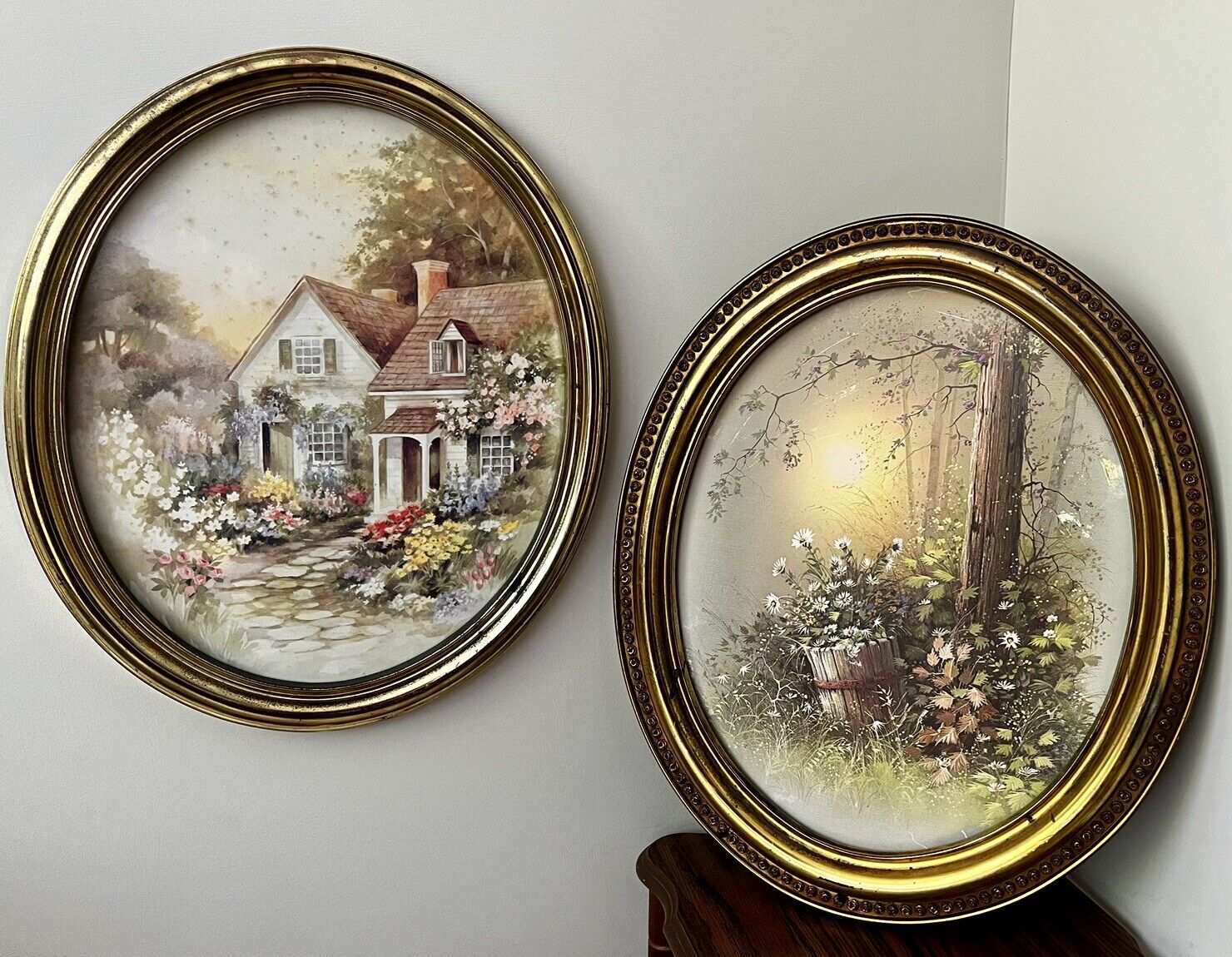 Two Vintage Homco Home Interiors Framed Cottage Core Prints 