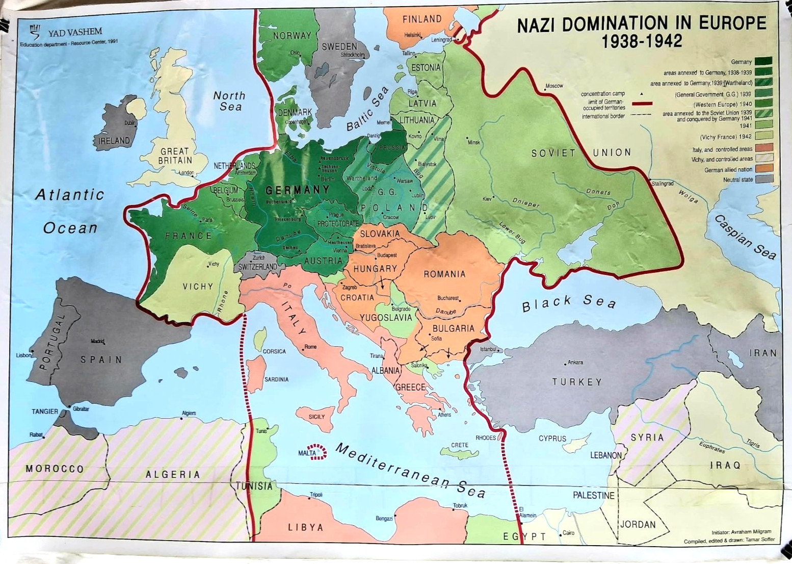 Holocaust Education Map of Nazi Europe 1938 - 1942