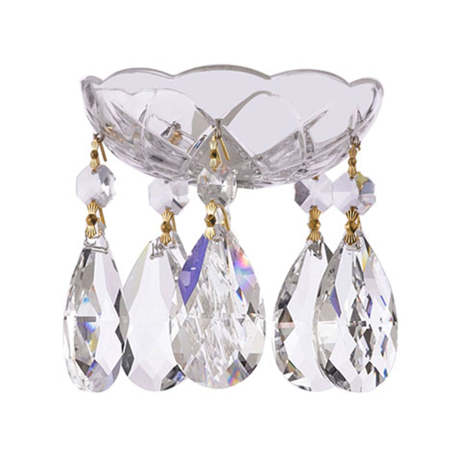 Asfour Crystal 4-Inch Chandelier Bobeche with (1.5-inch)Teardrop Prisms Gold pin