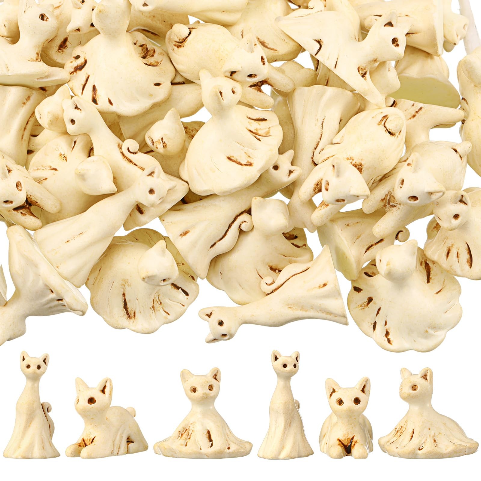 50 Pcs Halloween Mini Resin Figures Bulk Resin Ghost Cat Figures