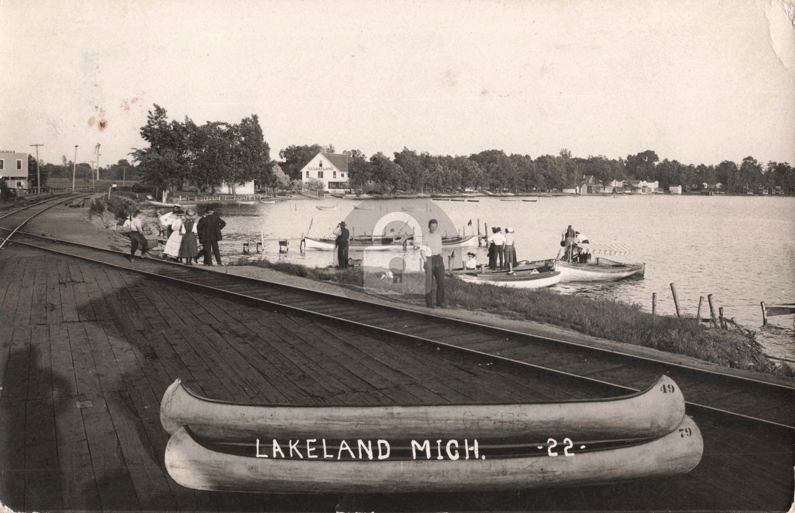 Shoreline View, Lakeland MI Michigan 1908 RPPC Photo Postcard COPY