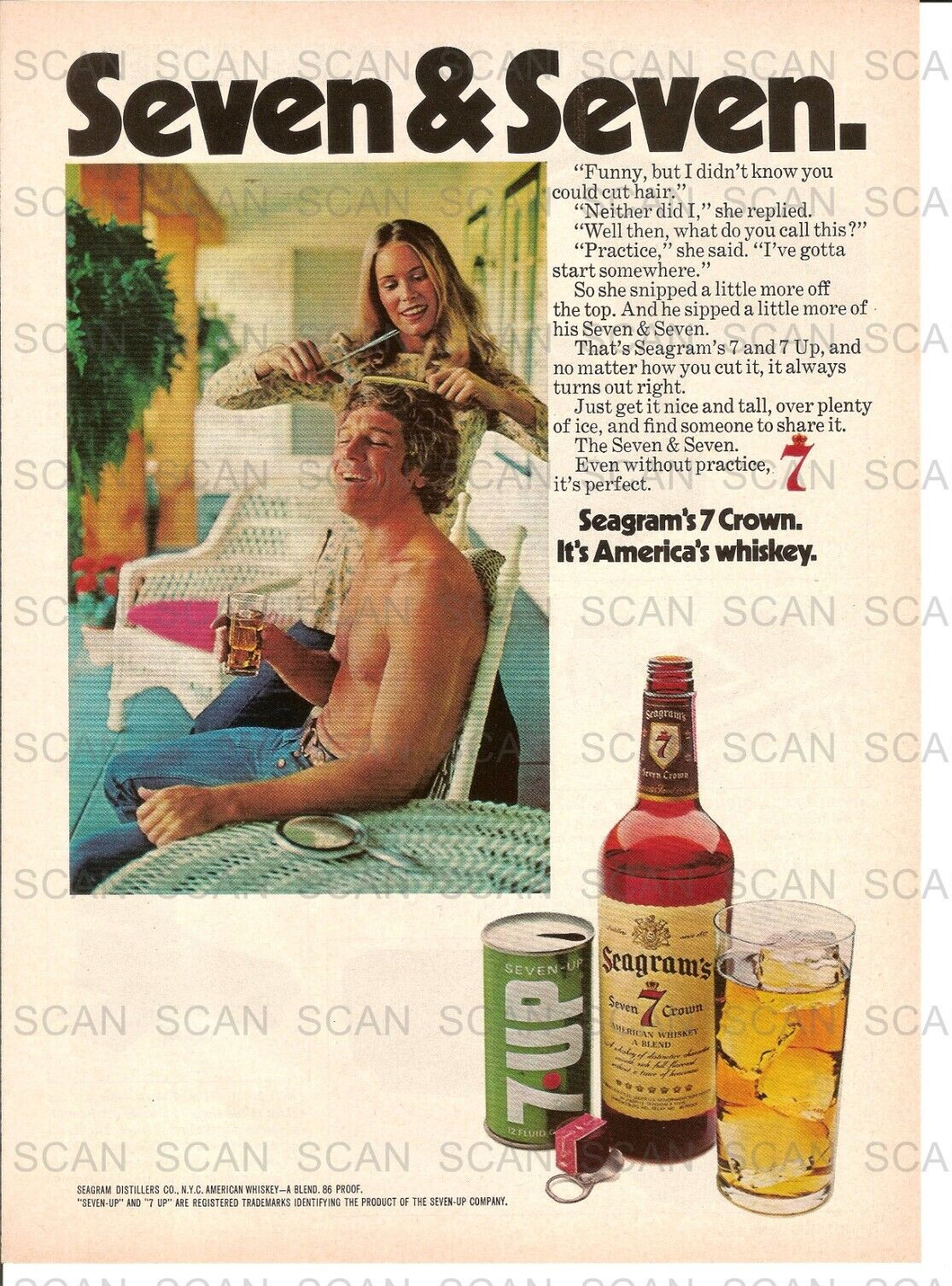 1974 Seagram\'s 7 Crown Whiskey Vintage Magazine Ad - \'Seven & Seven\'
