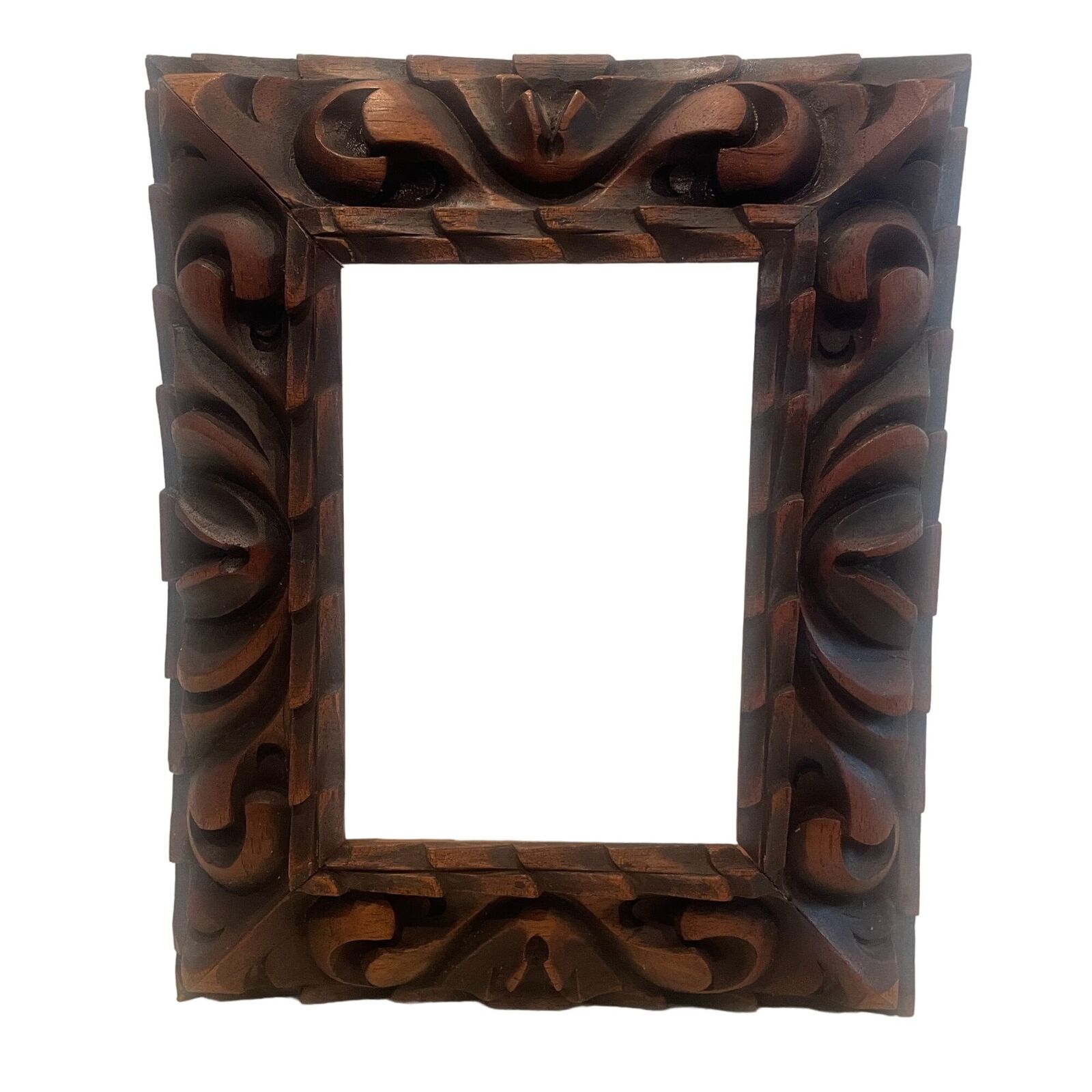 Vintage Intricate Carved Wood Canvas Art Frame Rectangle 9x11
