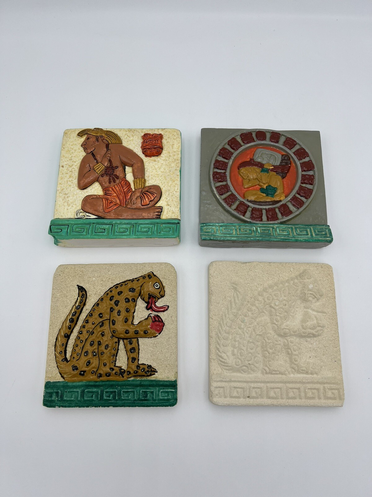 Lot of 4 Plaques Lord ZAC, mayan zodiac & 2 - Mayan Jaguar From Cancun Mexico Lot of 4 Plaques Lord ZAC, mayan zodiac & 2 - Mayan Jaguar From Cancun Mexico