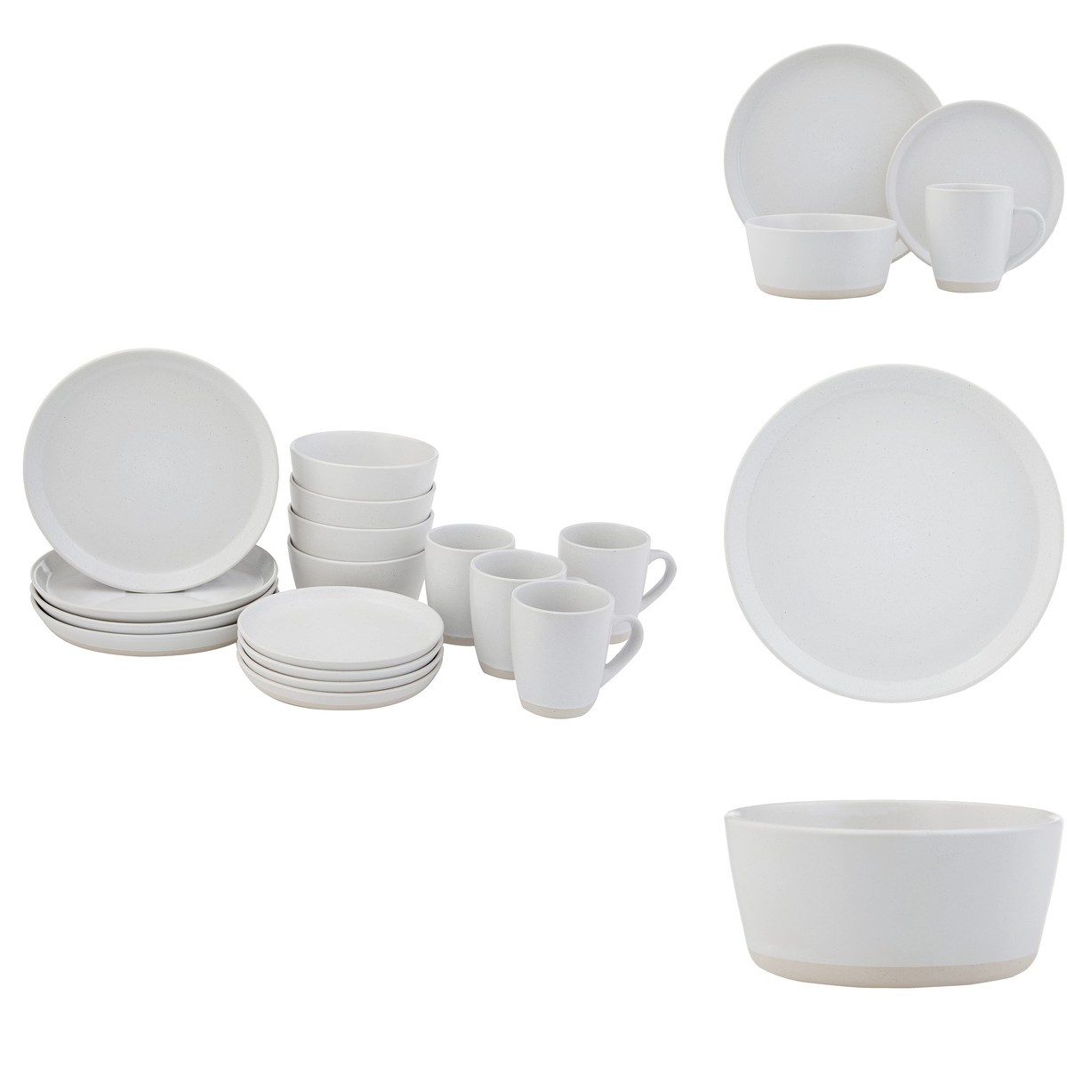 Safdie & Co. HK03106 16-Piece Dinnerware Set, 2 Tone Cream