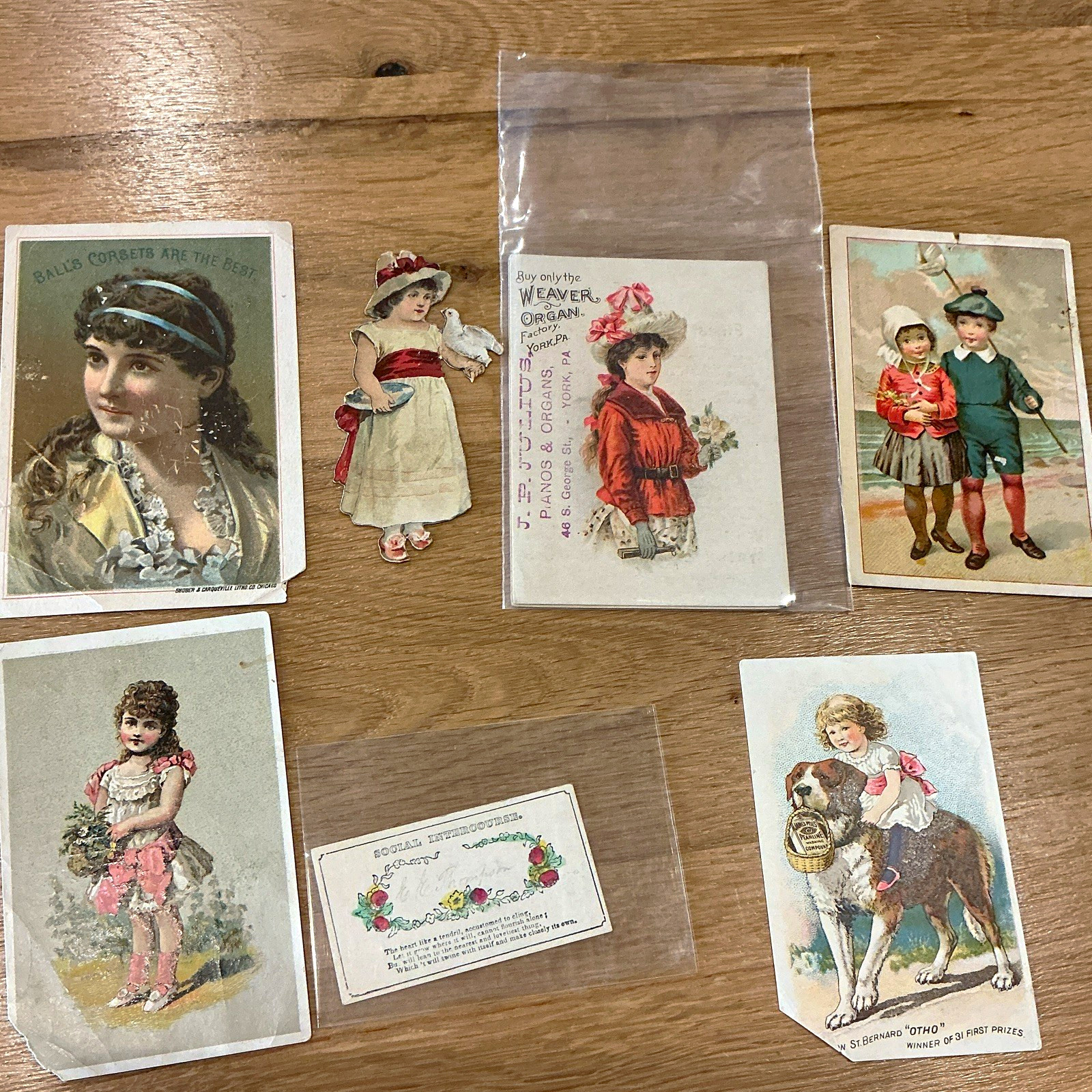 Antique Victorian trade card advertising ephemera die cut scrap lot of 8