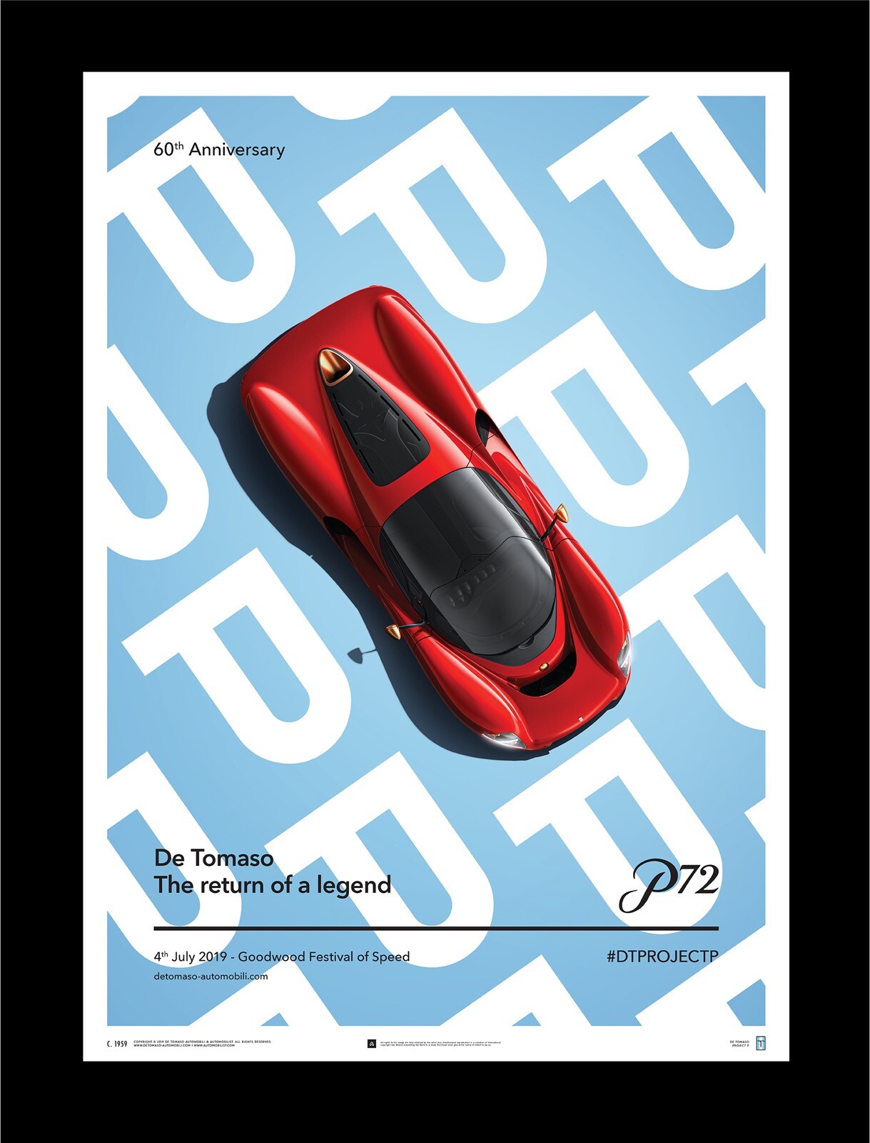 De Tomaso P72 60th Anniversary Project P P70 Sport 1000 2000 Poster SOLD OUT OOP