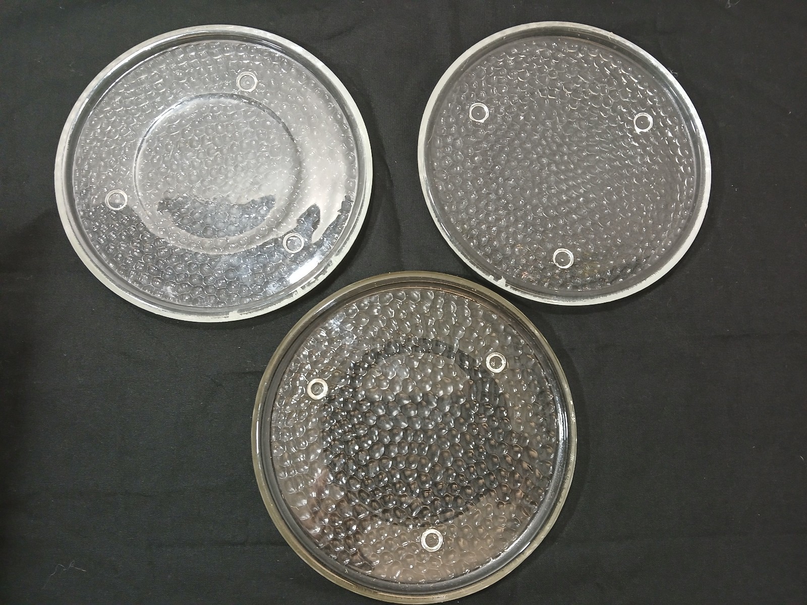 Textured Clear Footed Flat Glass Dish Bowl - Tabletop Centerpiece Decor Set of 3