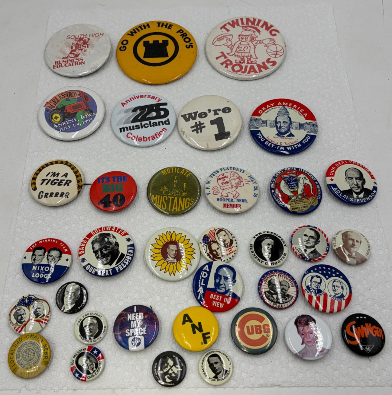 Vintage Political Campaign & OTHER Repro Pinback Button Lot Nixon FDR Hoover JFK