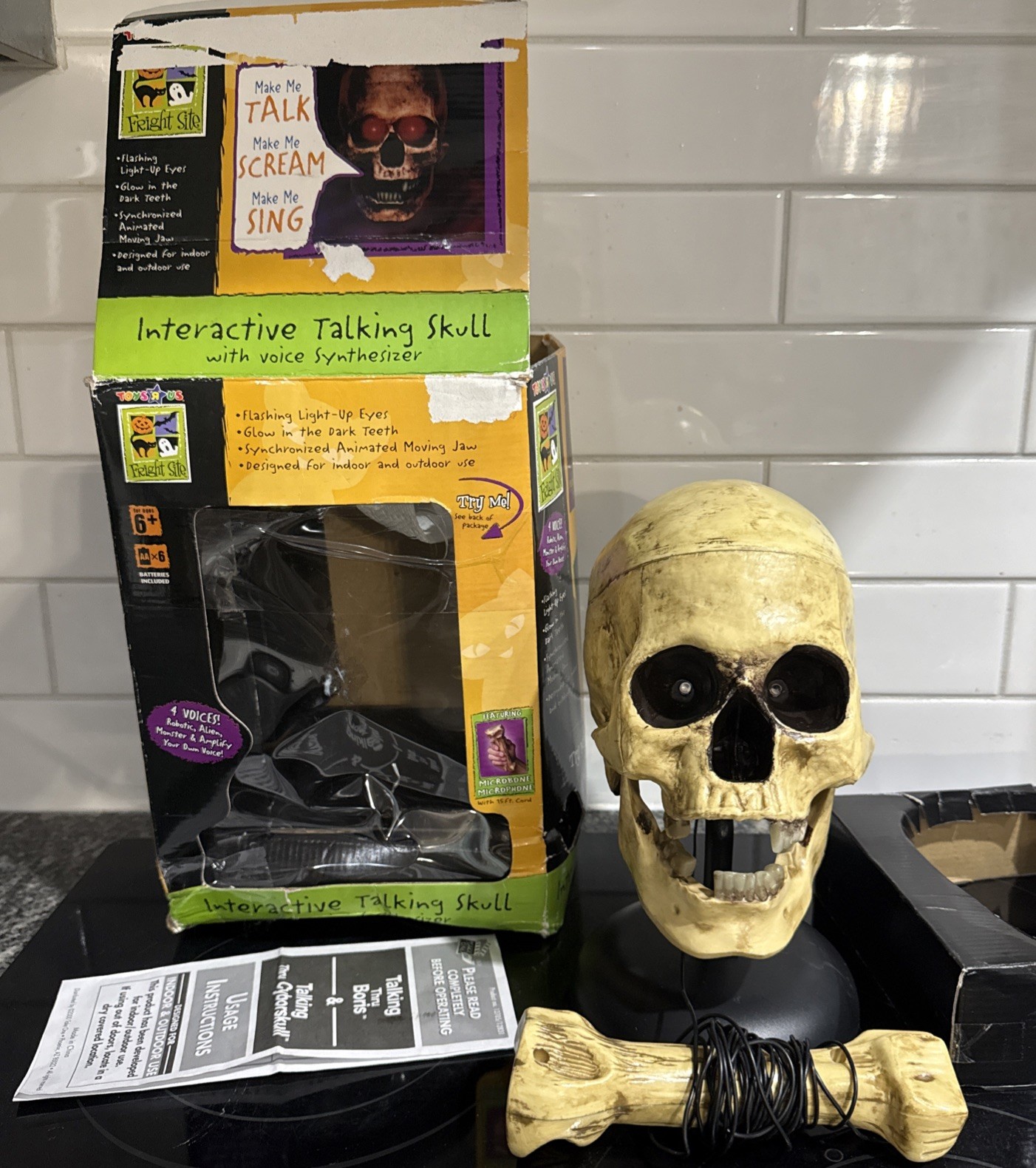 Vintage Talking Thru Boris Animated Talking Skull Halloween Prop – Tested Works