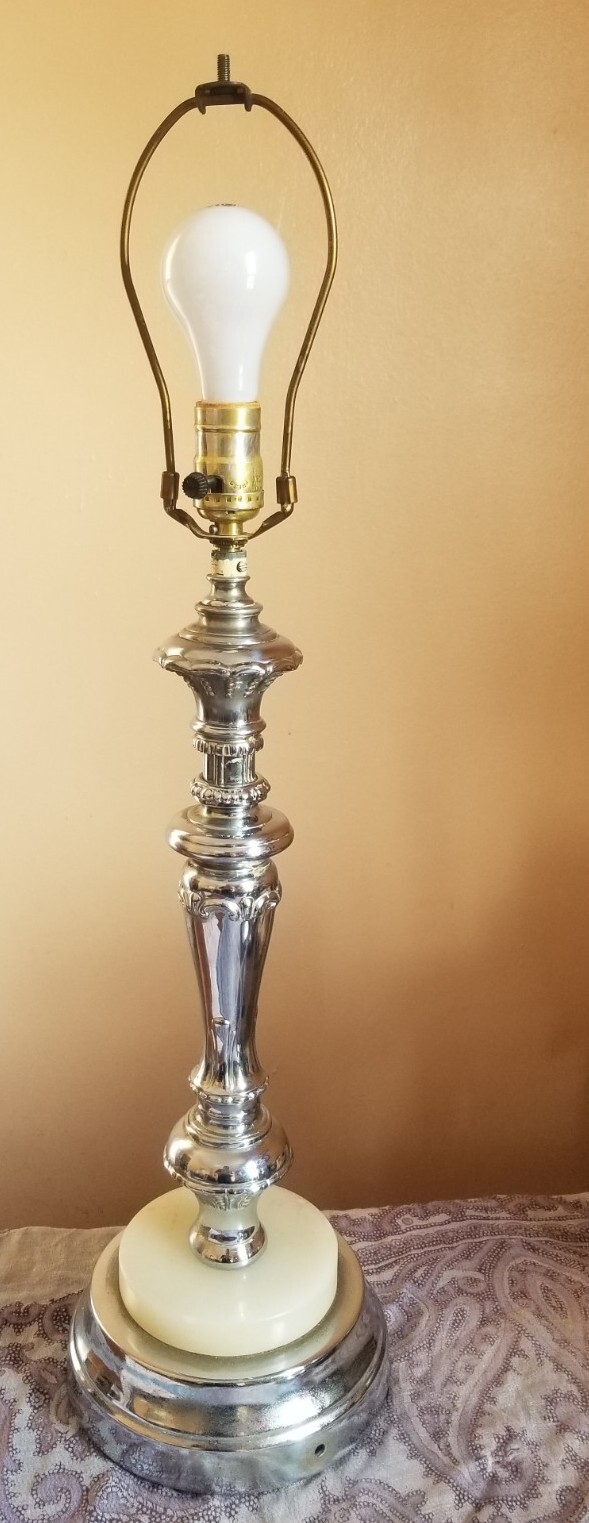 Vintage Art Deco Chrome Table Lamp General Electric 1930s 40s Hollywood Regency 