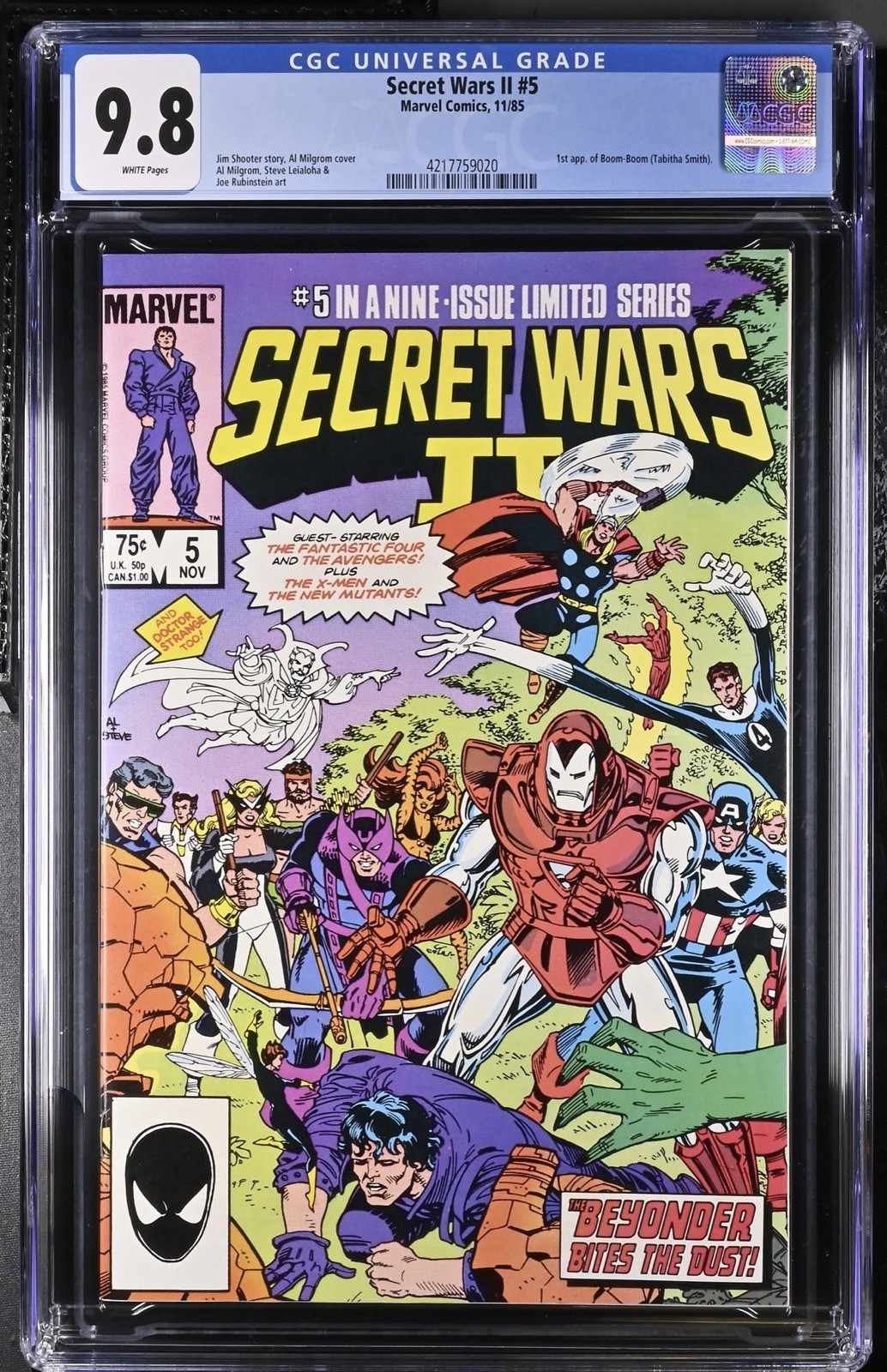 Secret Wars II #5 CGC 9.8 Marvel 1985 1st Boom Boom (MCU) Secret Wars II #5 CGC 9.8 Marvel 1985 1st Boom Boom (MCU)