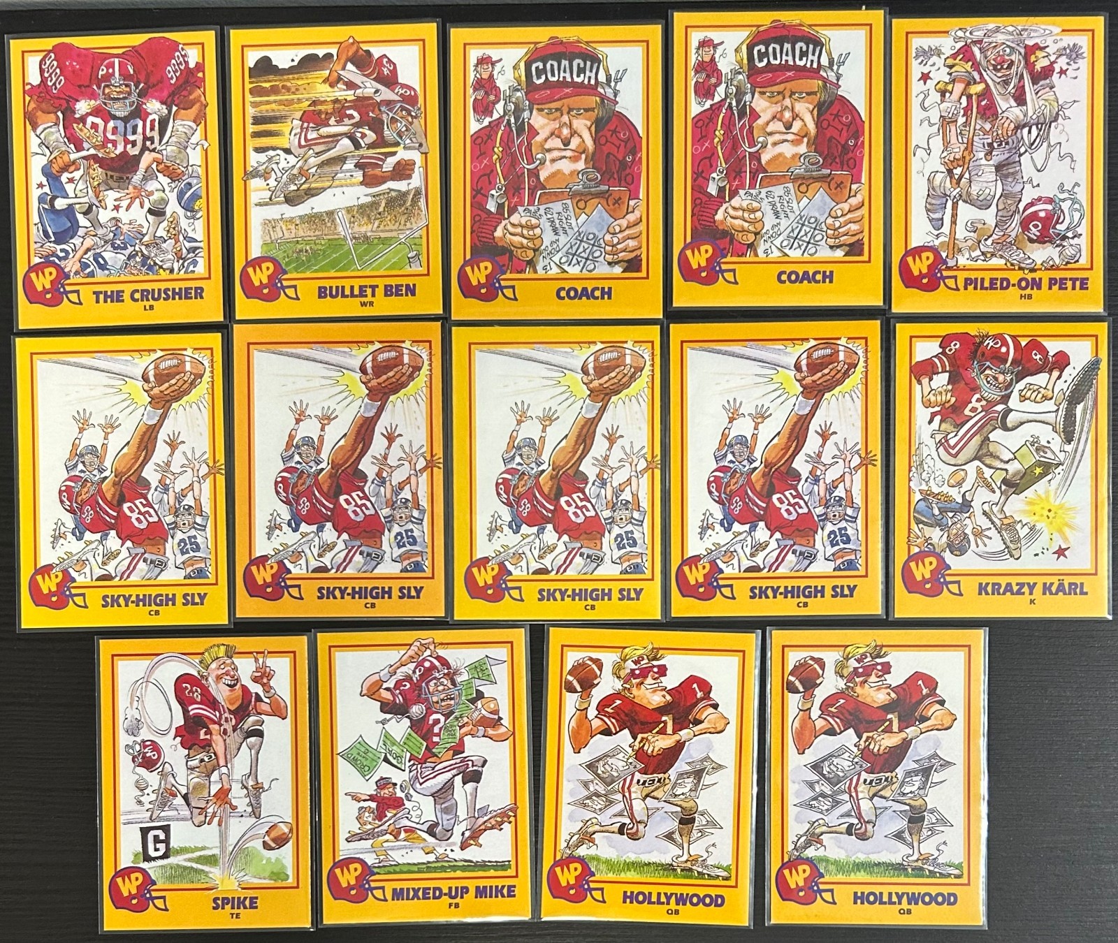 Vintage Sunkist Wacky Players Football Card Lot – 14 Cards Total (1990–91)