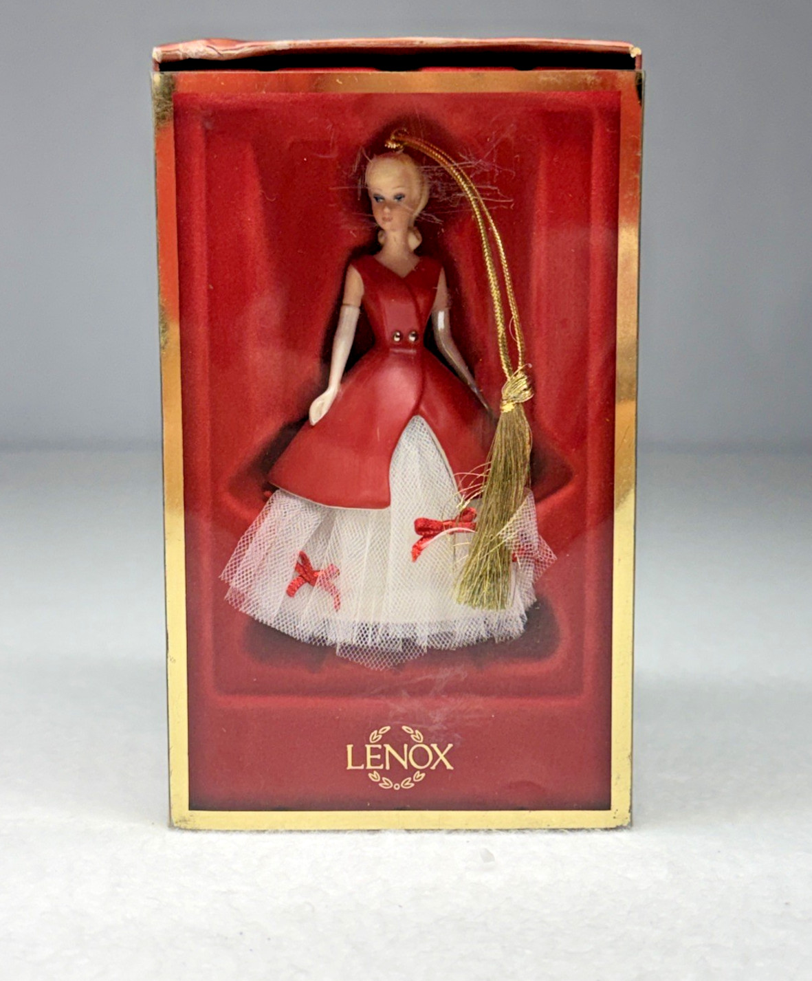 Lenox Barbie 2006 Christmas Ornament Red White Gown Doll Original Box