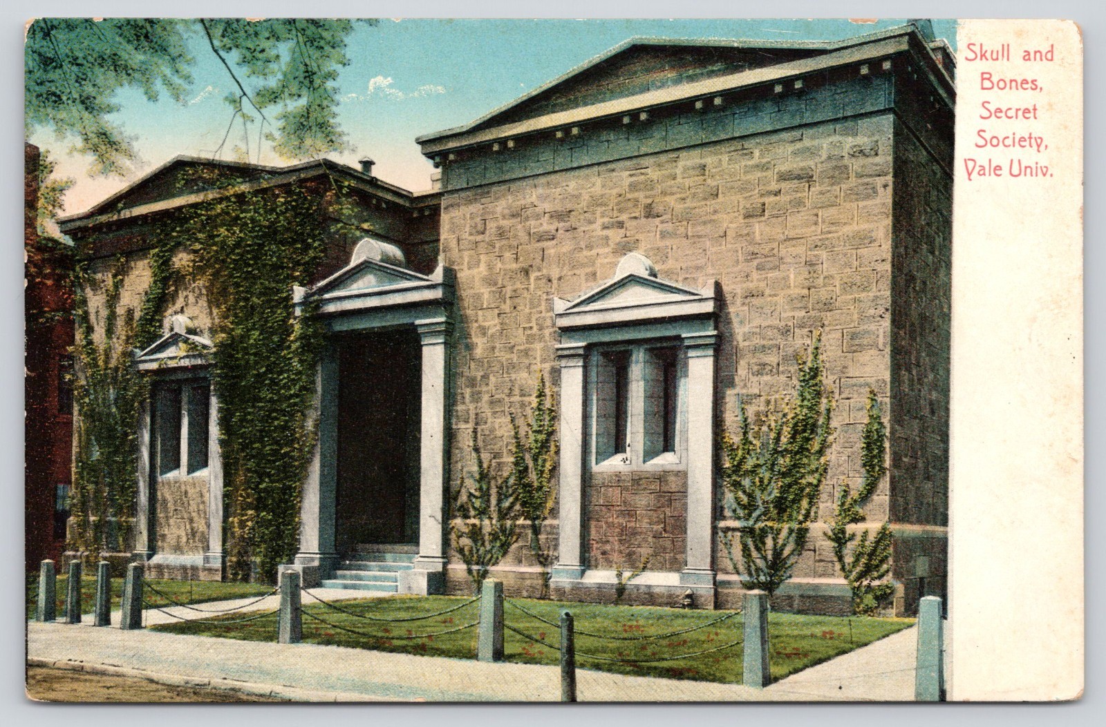 Skull and Bones Secret Society Yale University New Haven CT Postcard 1910 DB