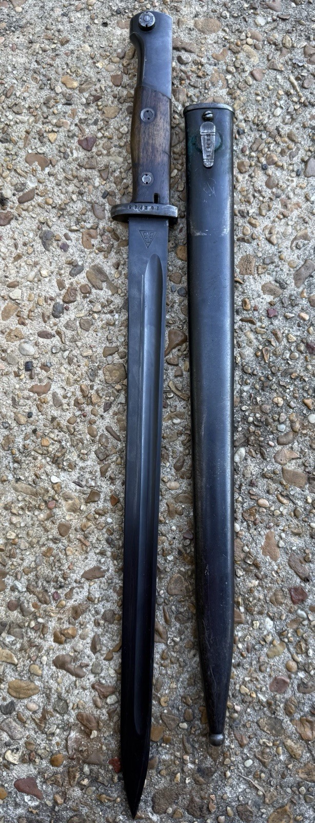 Rare WW2 German Captured And Reissued 1924 M24 Mauser Bayonet Fits K98 Etc