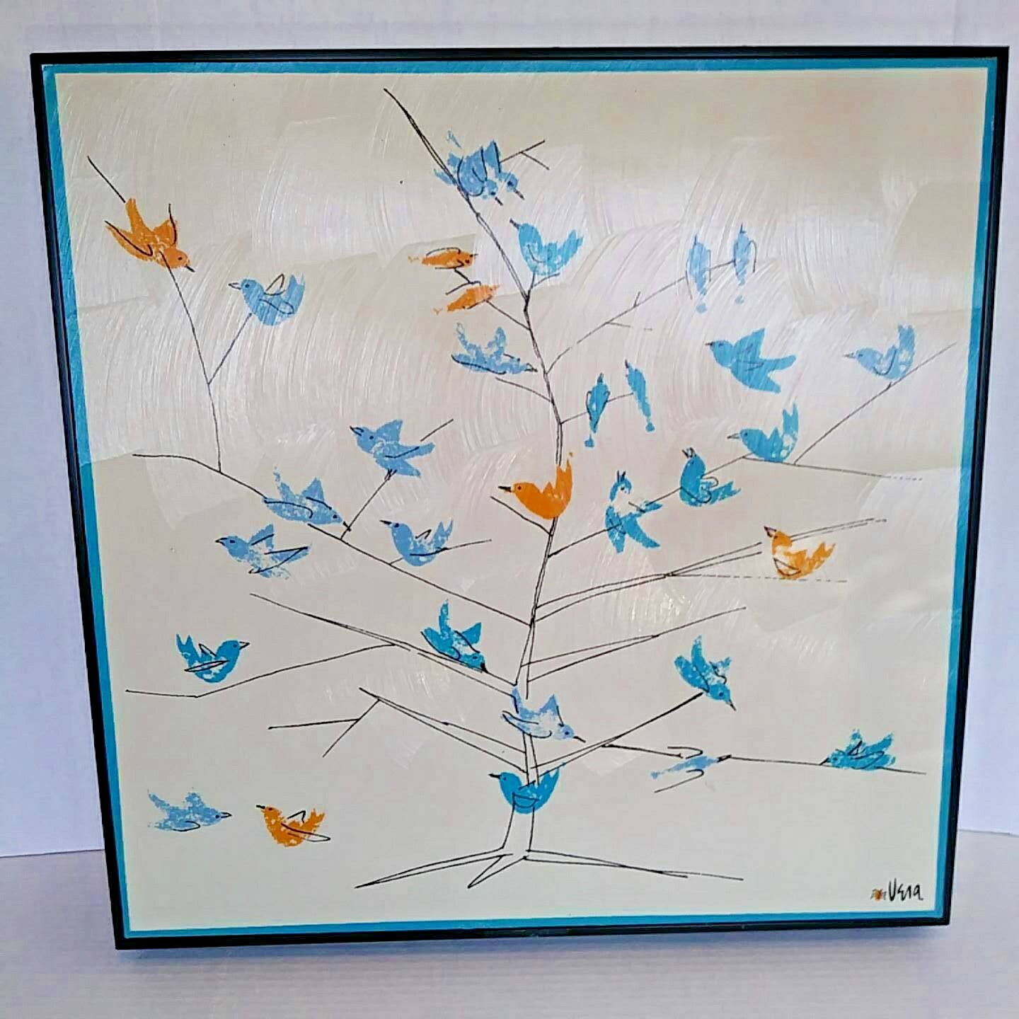 Vera Neumann For The Birds Framed Artwork 27 x 27 Licensed for The Vera Company