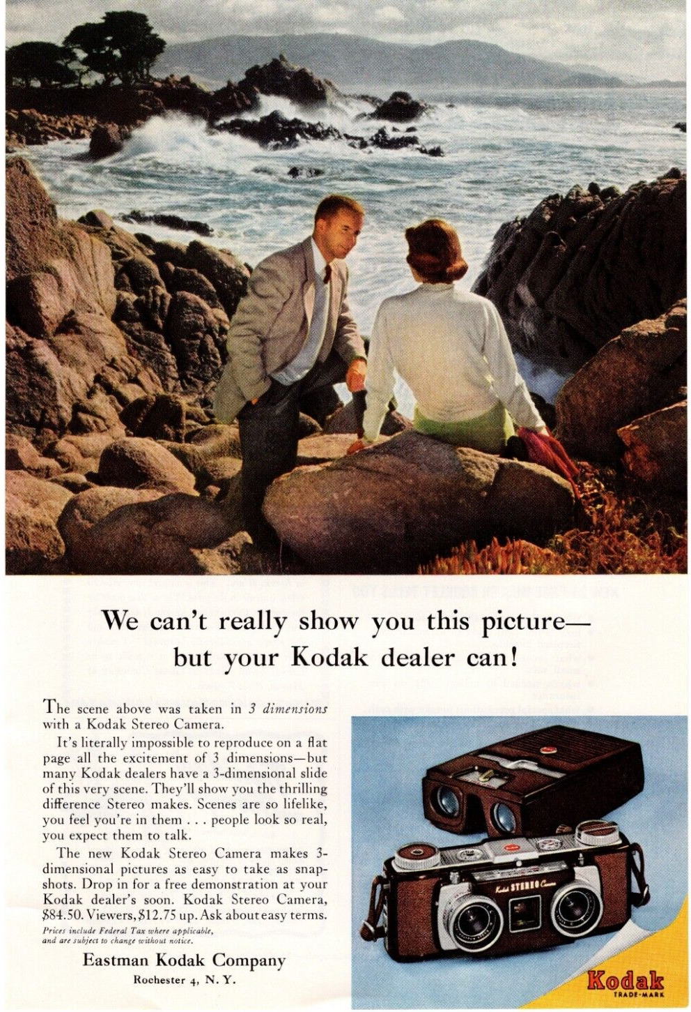 KODAK Stereo 3D Camera and Viewer 1956 Full Page Magazine Print Advertising