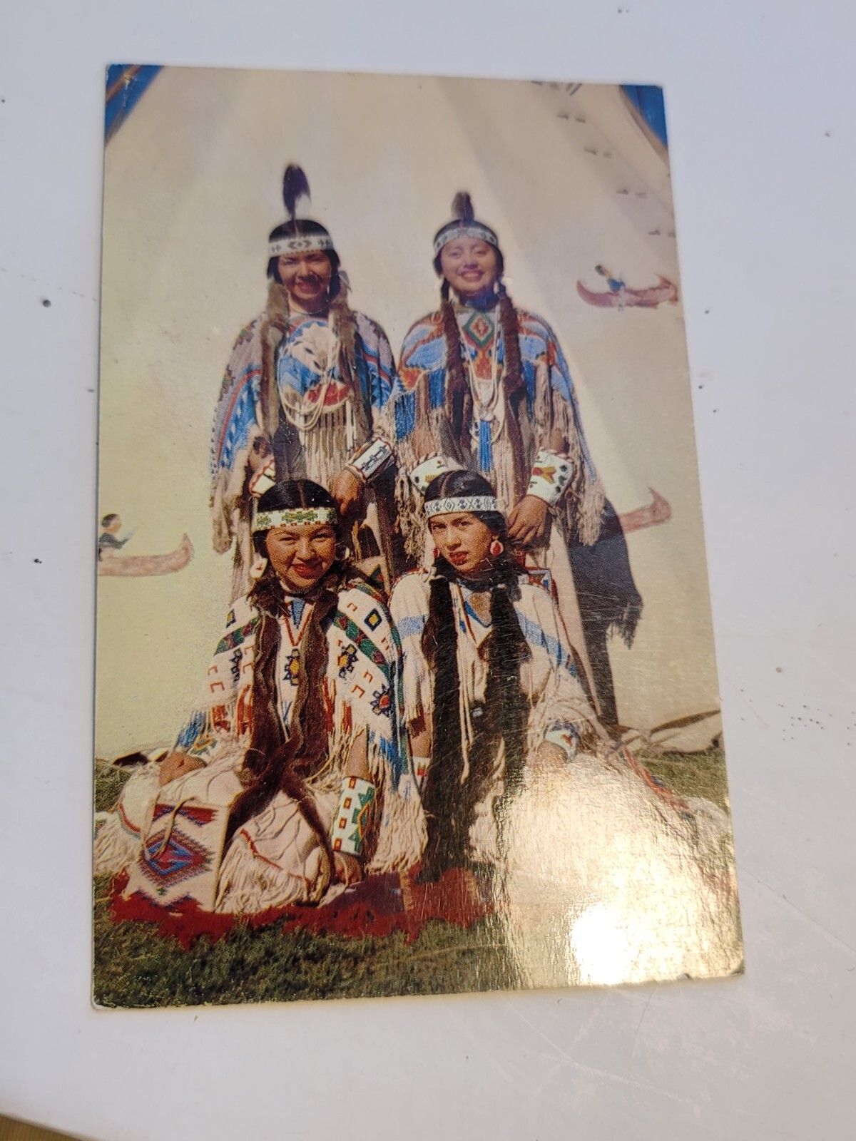 rppc real photo postcard Indian Native american women four Indian maids\