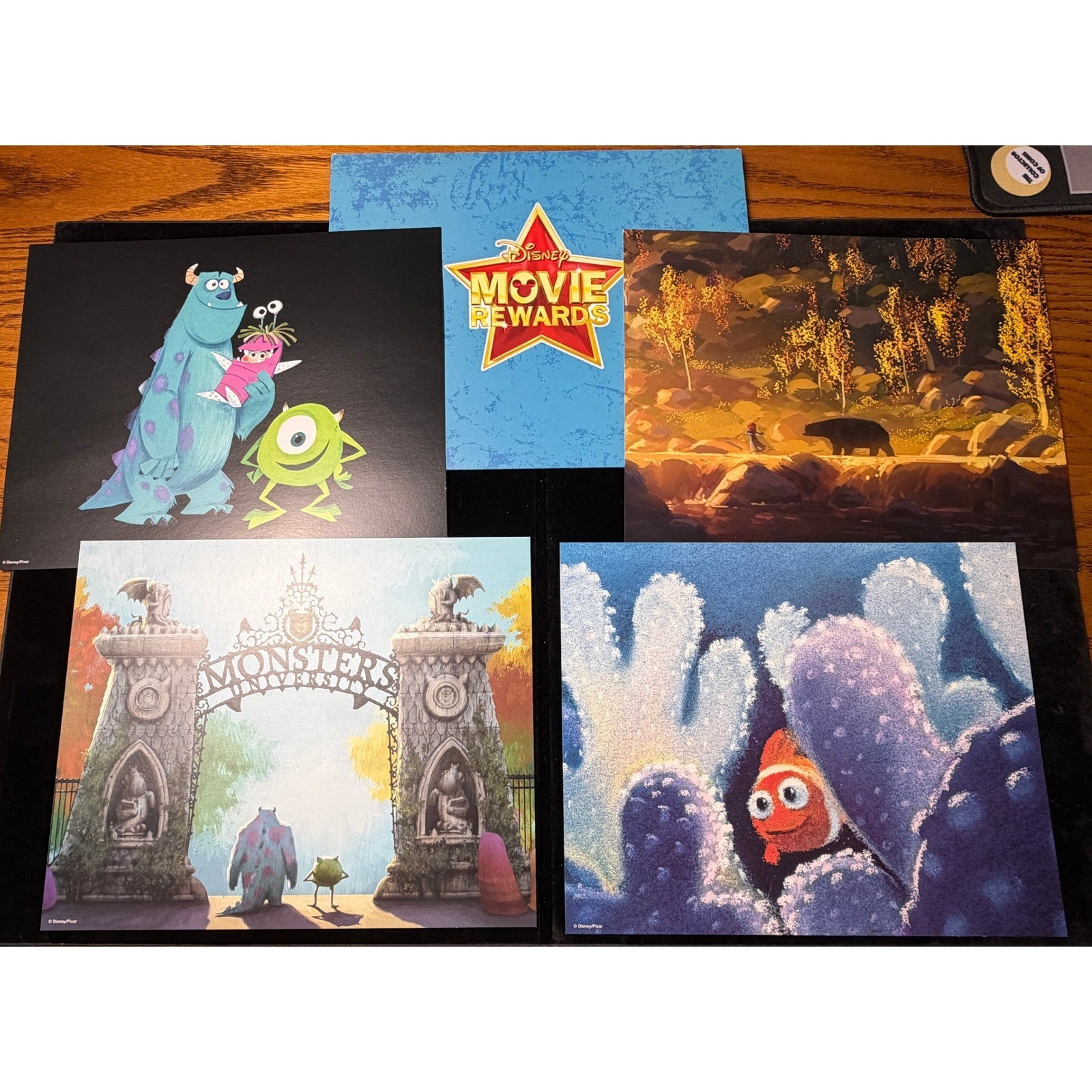 Disney Movie Rewards Pixar Concept Art Postcard Set Monsters Inc Nemo Brave 4pc