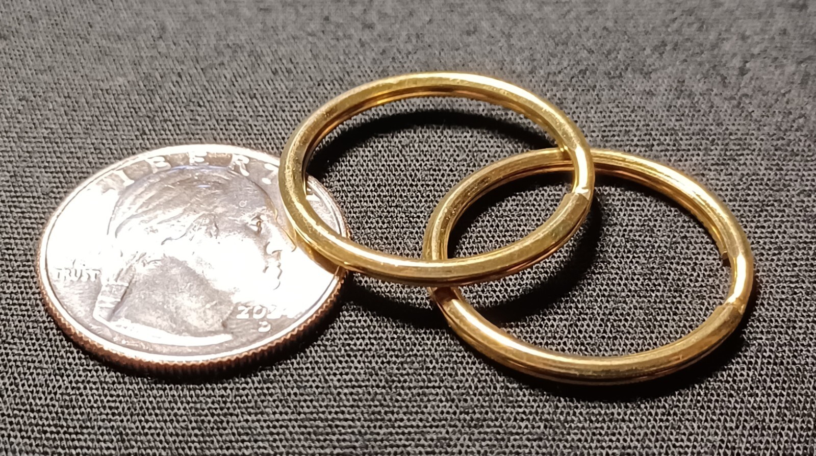 (2) Brass Rounded 1 Inch(24mm) Split Ring Rounded Key Rings Key Holders