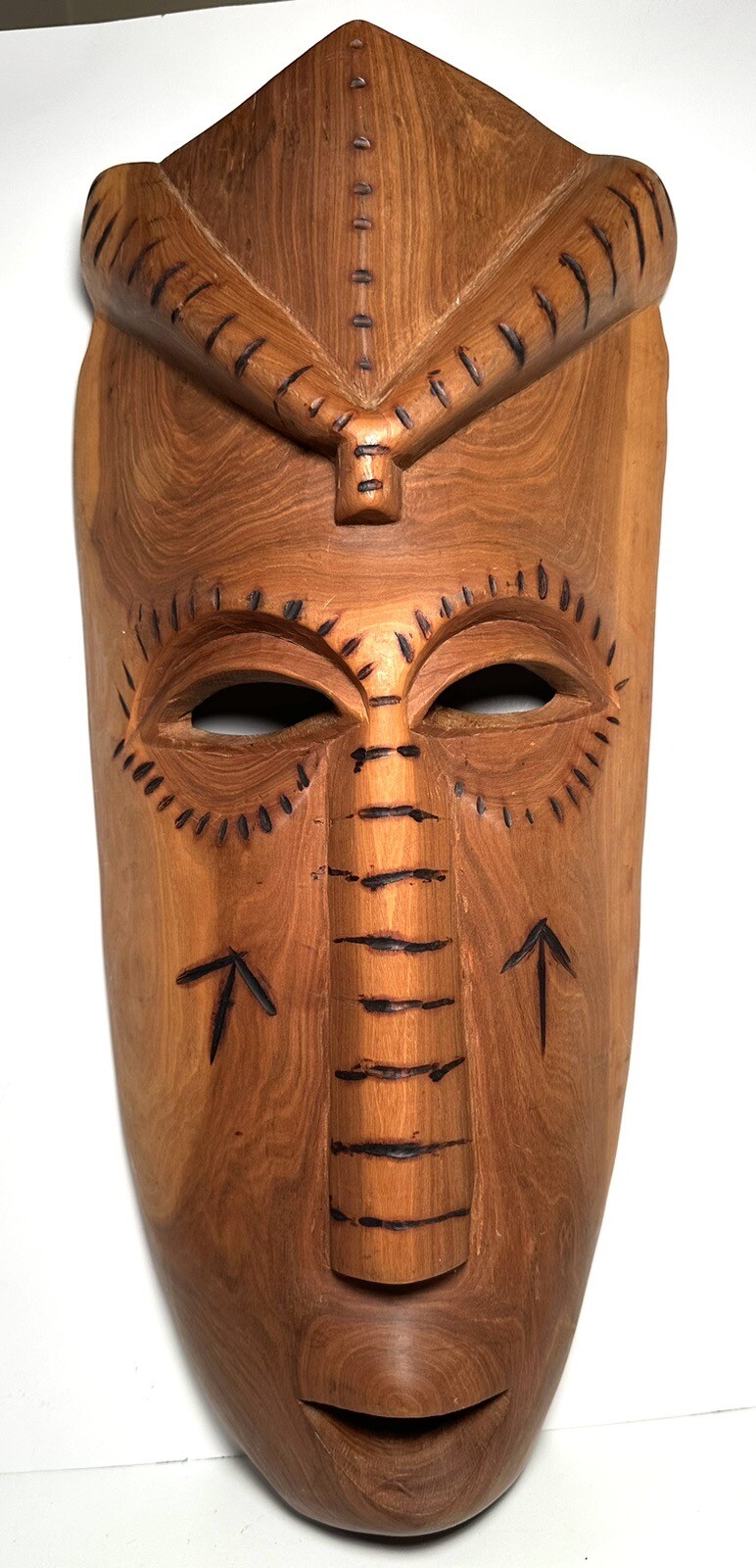 Vtg African Tribal Folk Art Hand Carved Burnt Wood 18.5\