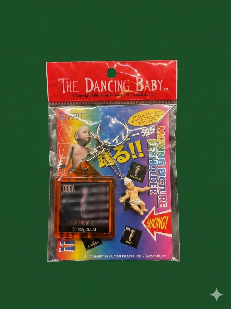 Vintage 1999 The Dancing Baby Keychain Sealed Japan Ooga Chaka Ally McBeal