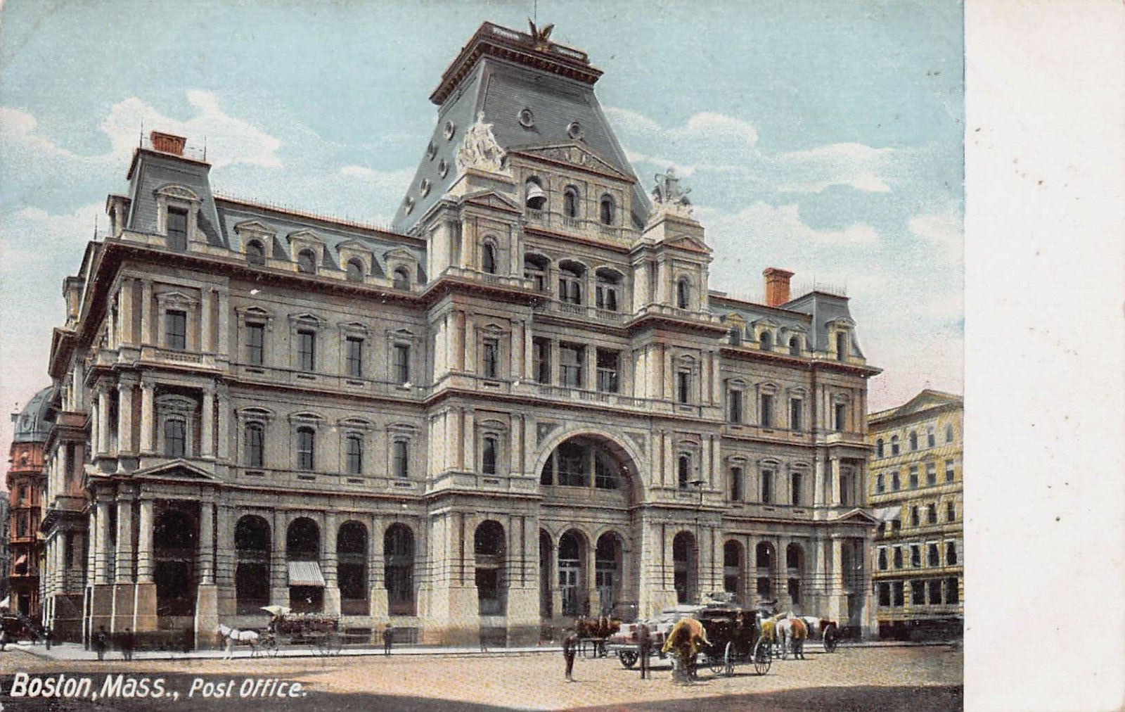Post Office, Boston, Massachusetts, Very Early Postcard, Unused