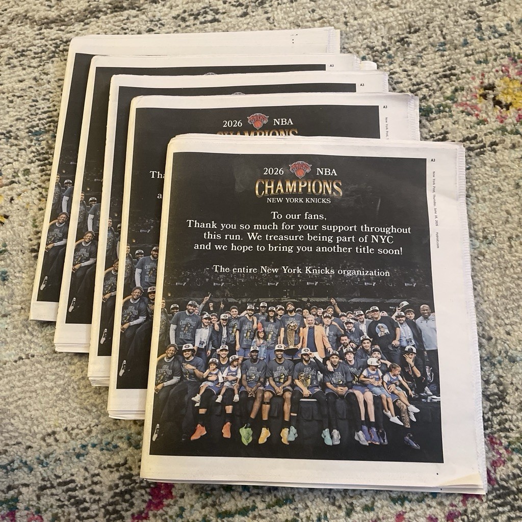 New York Knicks 2026 NBA Champions newspaper