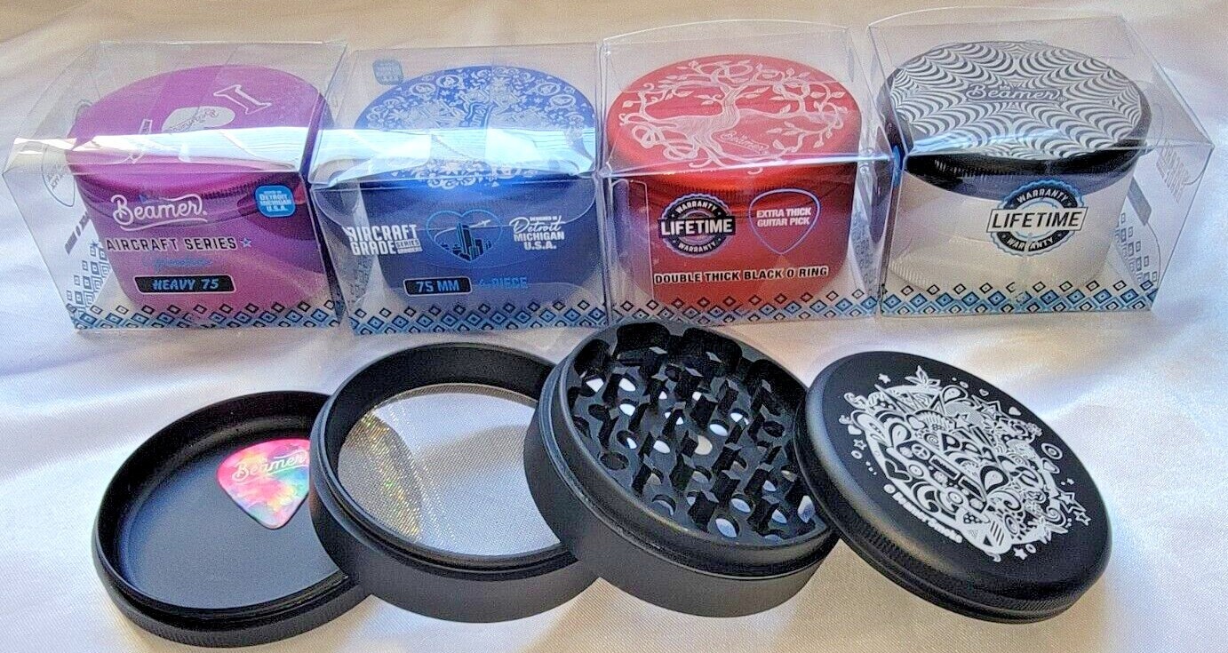 Beamer Large 75mm 4pc Metal Herb Grinder (Asst. Colors) - US Seller