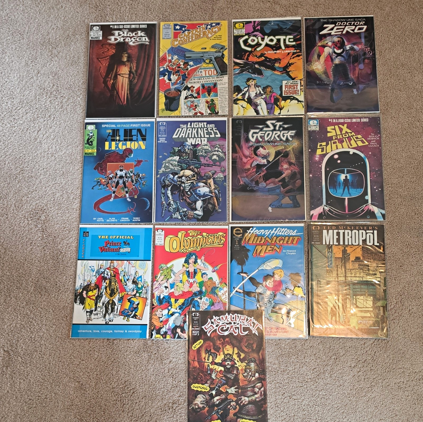 Epic Comics Mixed #1 Lot Black Dragon, Captain Confederacy, Coyote, Samurai Cat