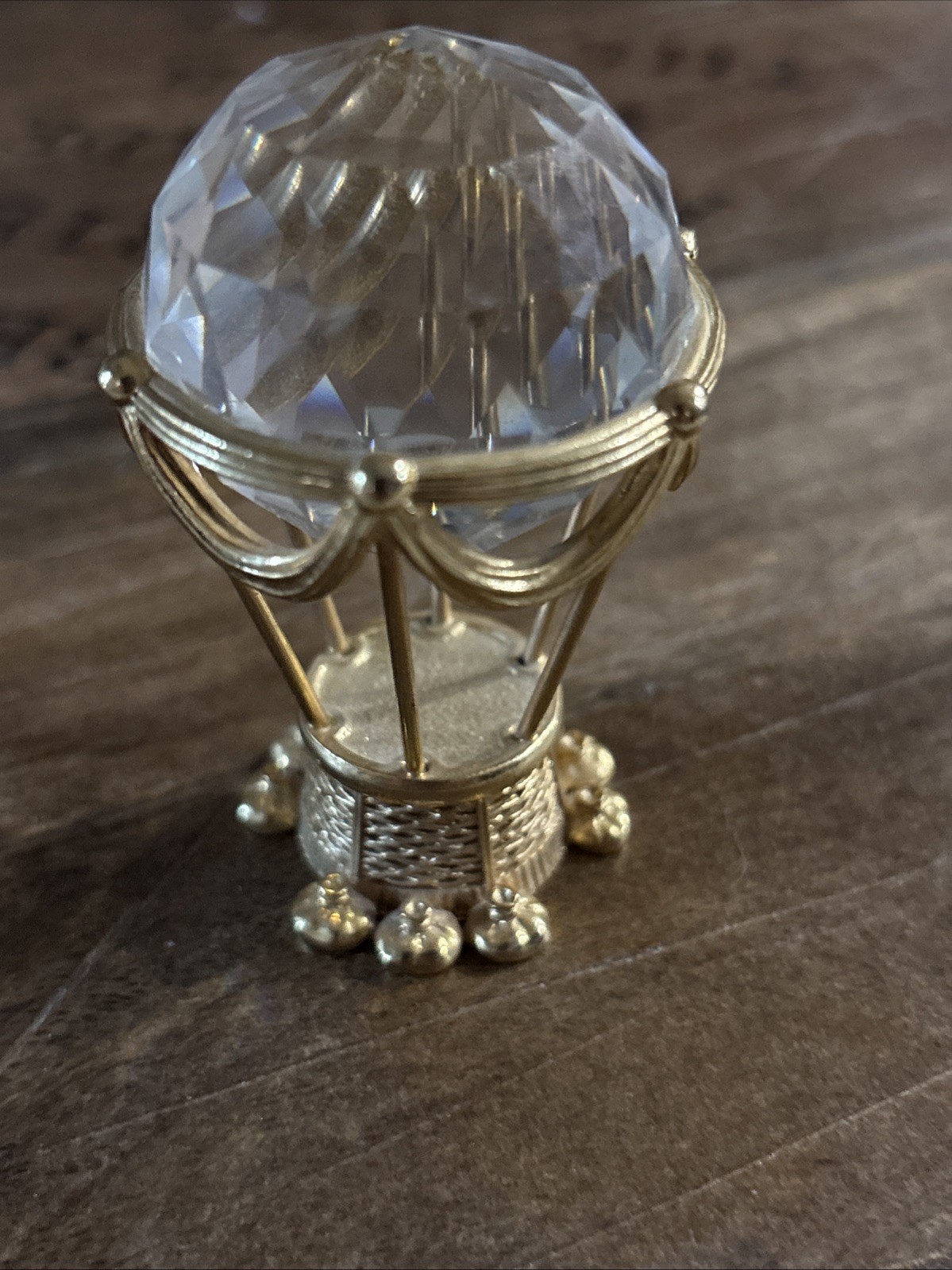 Vintage SWAROVSKI Trimlite HOT AIR BALLOON Multi-Color Crystal Gold Trim 3\