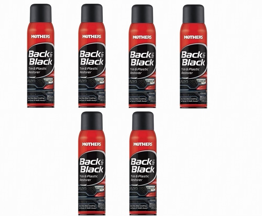 Mothers 06110 Back to Black Plastic and Trim Restorer Aerosol, 10 Ounce, 6 Pack