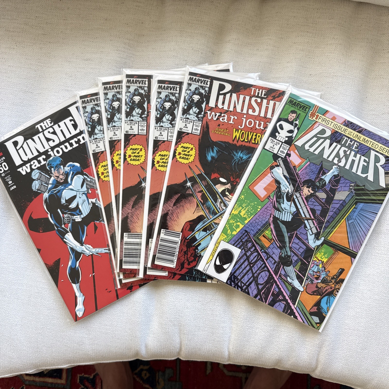Lot PUNISHER #1 (1987) + PUNISHER WAR JOURNAL #6 (5 copies)  50 (7 BOOKS) VF/NM