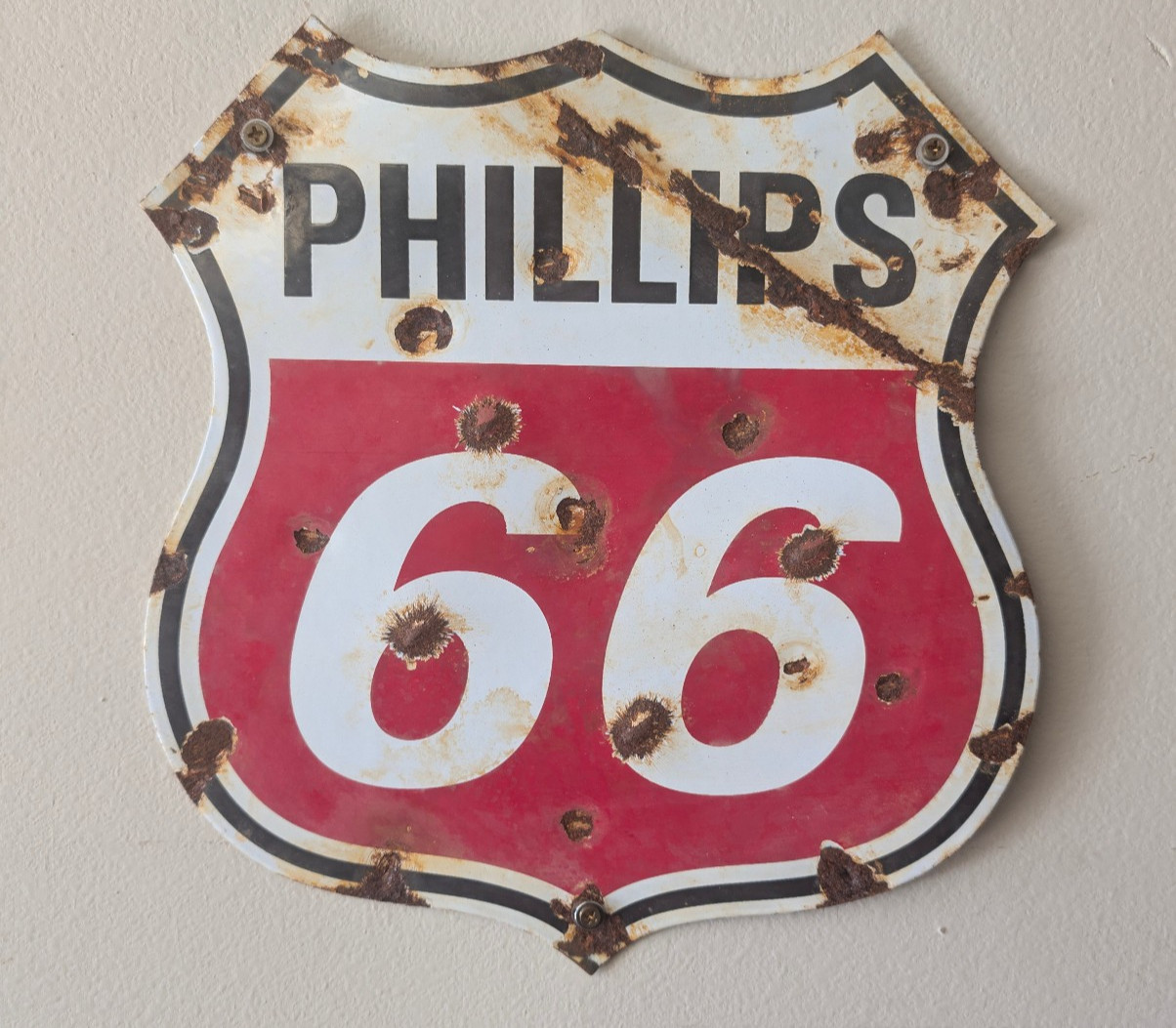 Vintage Phillips 66 gasoline porcelain sign